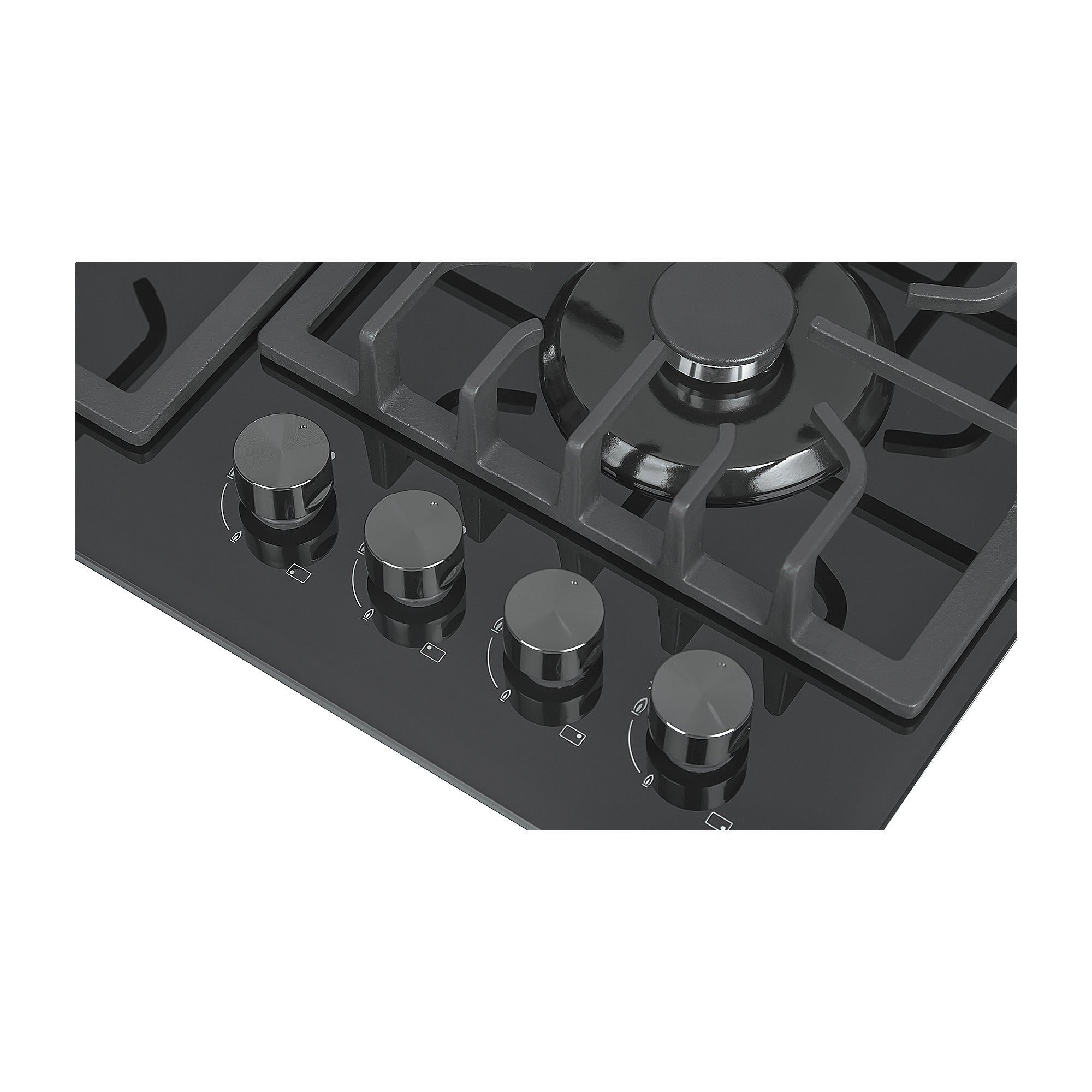 Empava 24 Inch 4 Burner Built-In Gas Cooktop - Black Stainless Steel (Model 24GC28) | Professional Kitchen Stove for Home Cooking, Baking & Entertaining