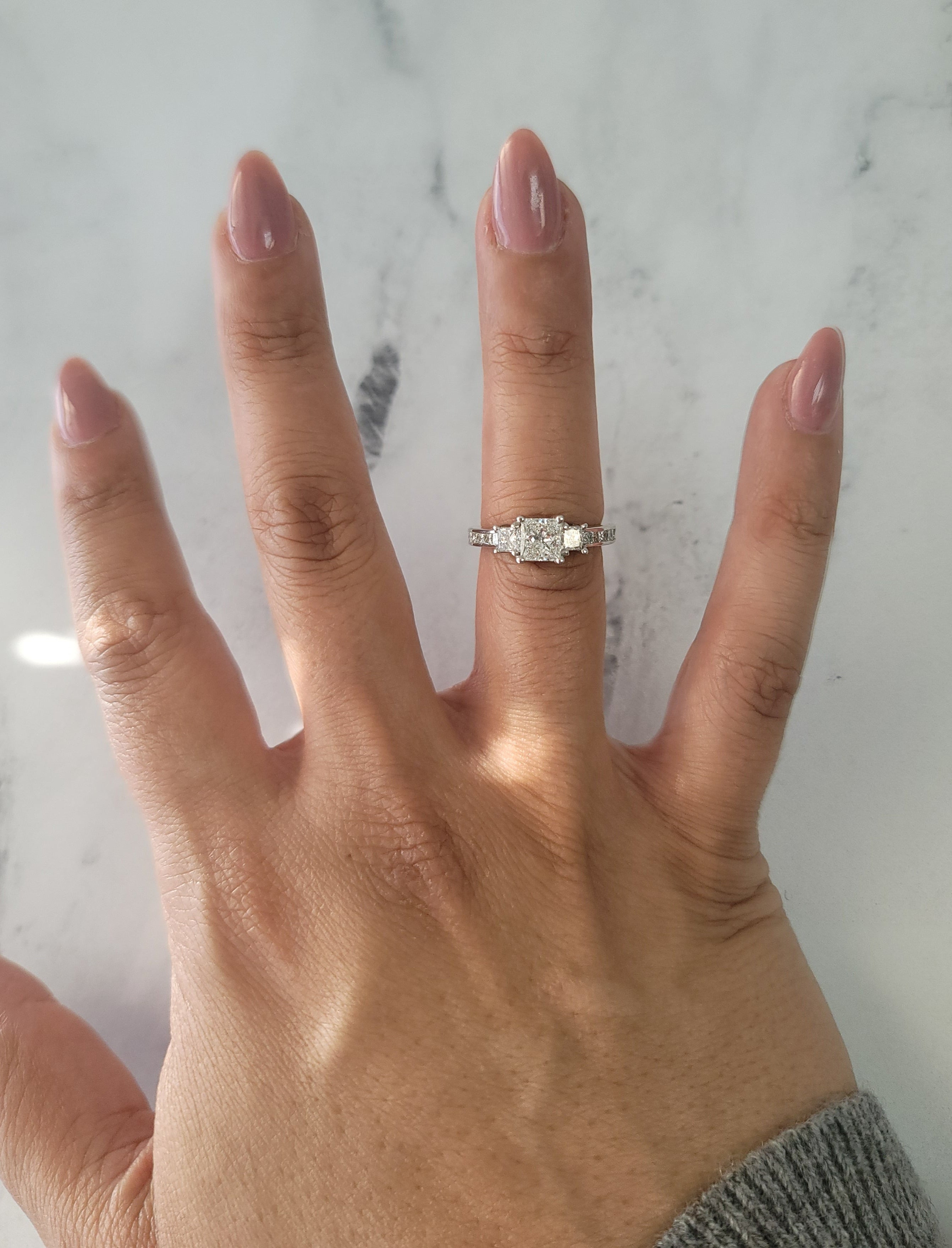 Princess Cut Three Stone Diamond Engagement Ring - 14K White Gold Wedding Band for Women | Perfect for Proposals, Anniversaries & Bridal Jewelry