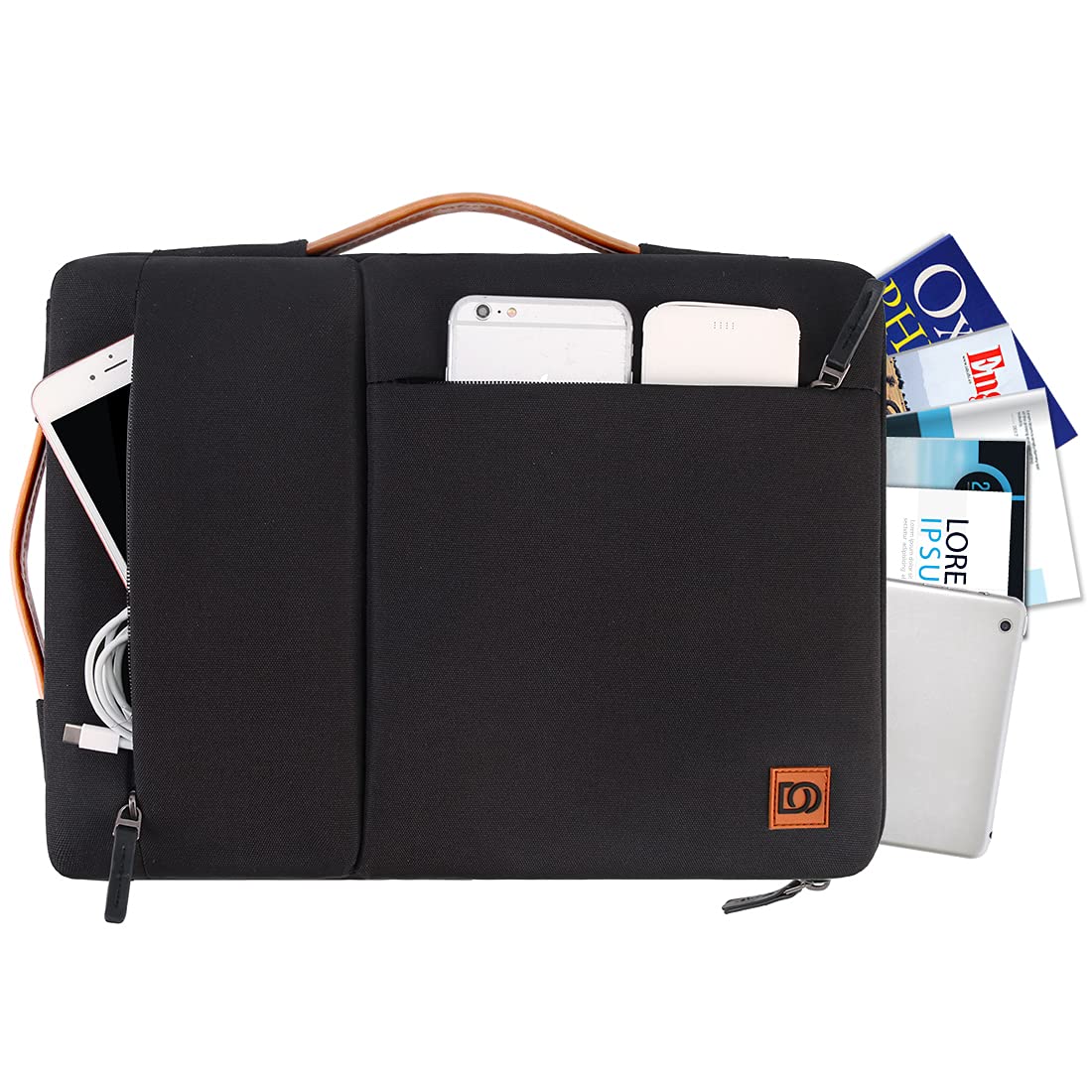 DOMISO 15.6 Inch Laptop Sleeve Case Bag with Handle - Compatible with Lenovo Yoga 720, IdeaPad 310/320, ThinkPad L580/T570/T580, Flex 4/5, ASUS ROG Zephyrus GX501, Dell Latitude 3590 & ZenBook - Protective Black Neoprene Cover for Work, School & Travel