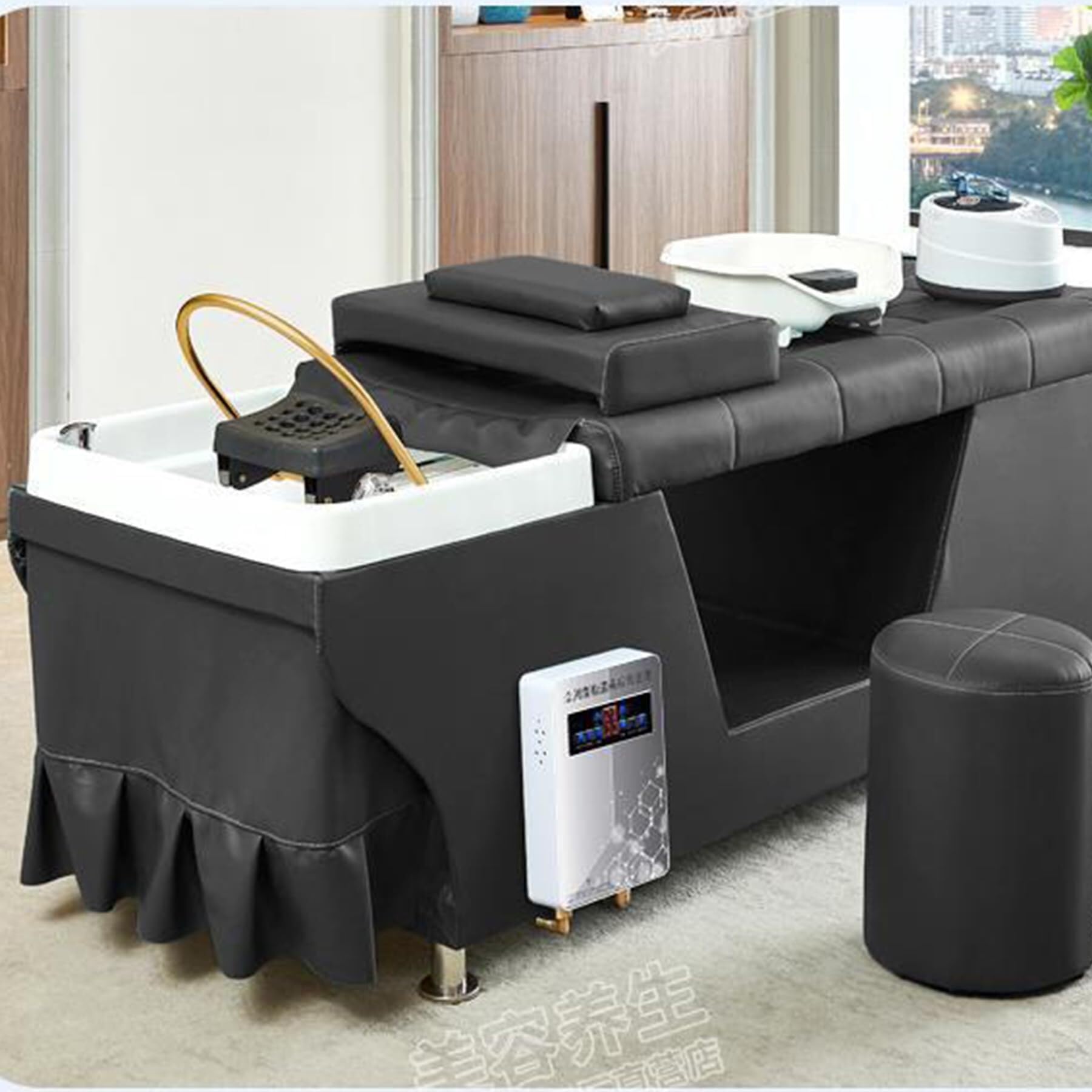 Hair Salon Shampoo Bed Water Circulation Therapy System - Built-in Water Curtain Elbow with External Circulation Equipment for Spa & Salon Hair Washing Stations (Professional Hairdressing & Scalp Massage Use)