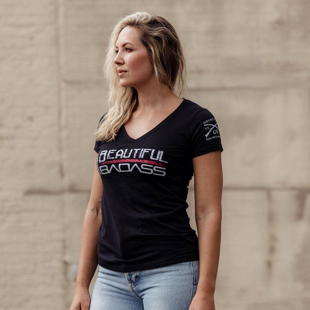 Stylish Women's Badass V-Neck Black Top - Perfect for Casual Outings, Parties & Everyday Wear