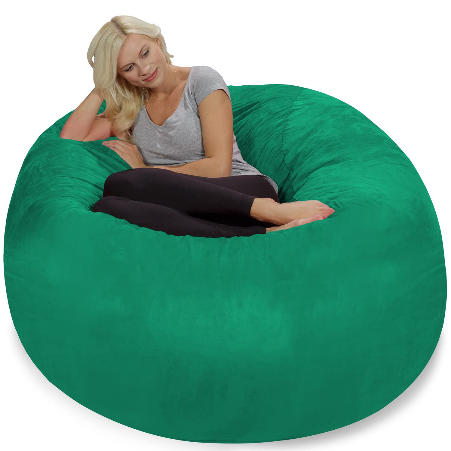 Chill Sack 5' Giant Memory Foam Bean Bag Chair - Oversized Sofa with Soft Microfiber Cover in Aqua Marine - Perfect for Living Rooms, Game Rooms & Dorm Lounging