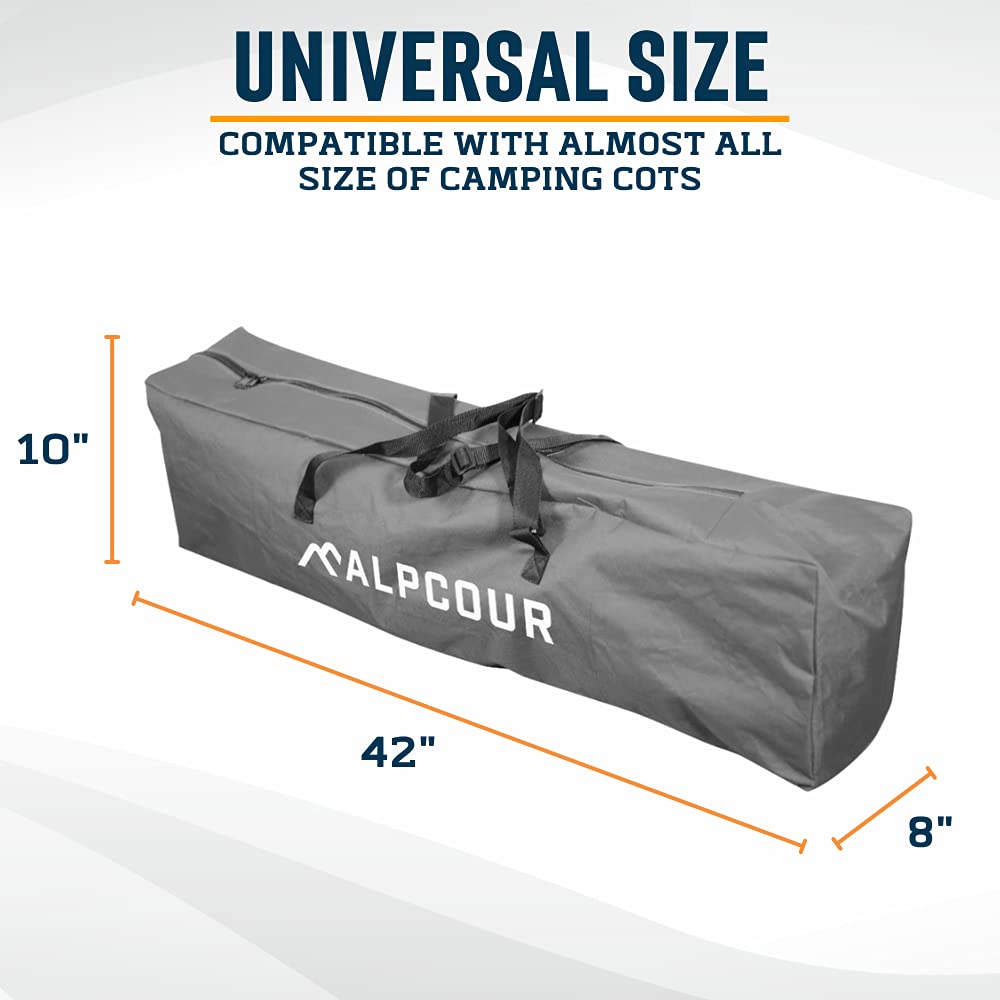 Alpcour 42 Inch Heavy Duty Camping Cot Bag - Durable Polyester Replacement Storage Bag for Outdoor Camping, Travel, Beach, Picnics & Backpacking - Fits Most Cots & Chairs - Portable & Easy to Store | Perfect for Camping Gear Organization & Outdoor Adventures