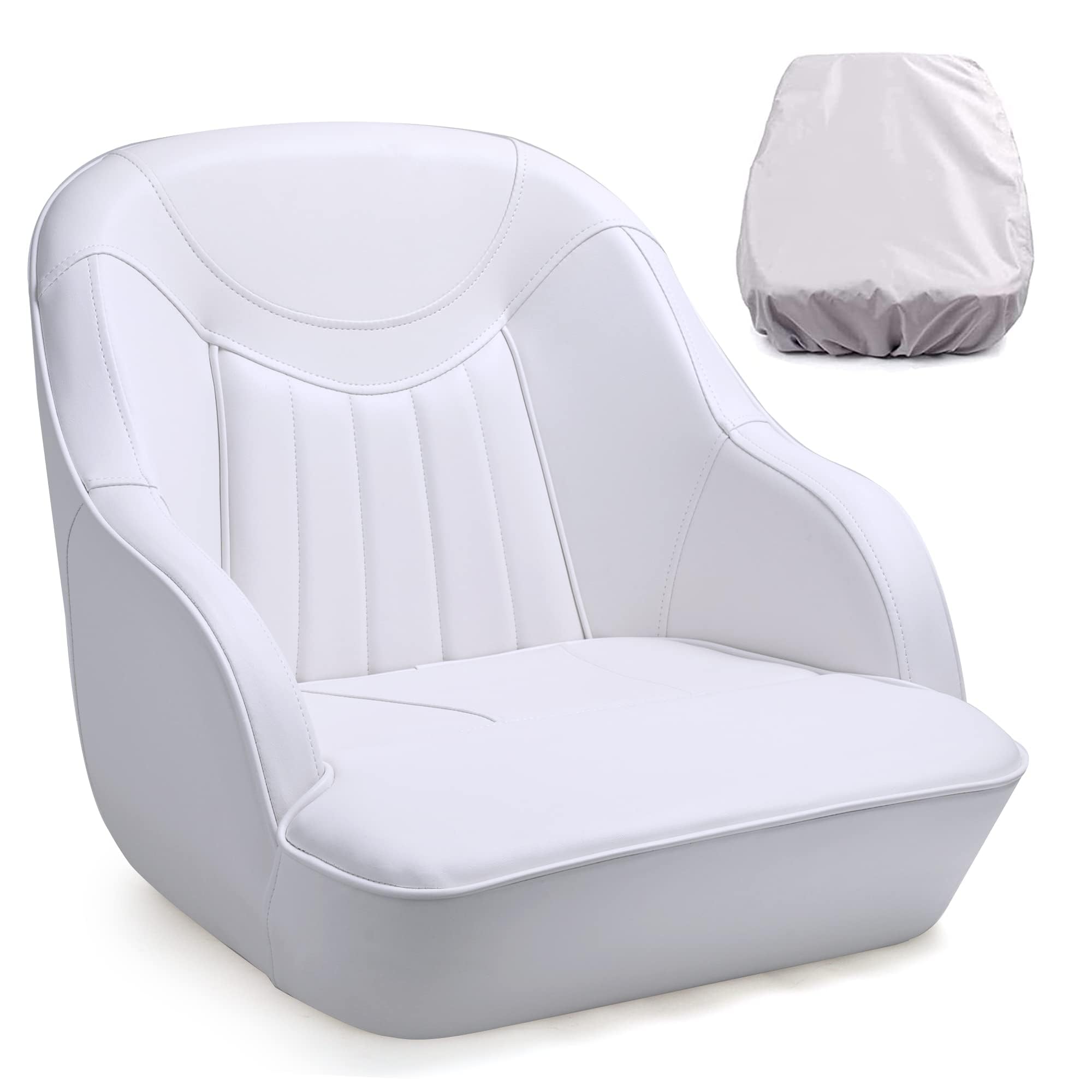 Premium NORTHCAPTAIN Pontoon Boat Captain Bucket Seat with Waterproof Cover - Comfortable & Durable for Boating, Fishing, and Leisure Activities on Lakes & Rivers