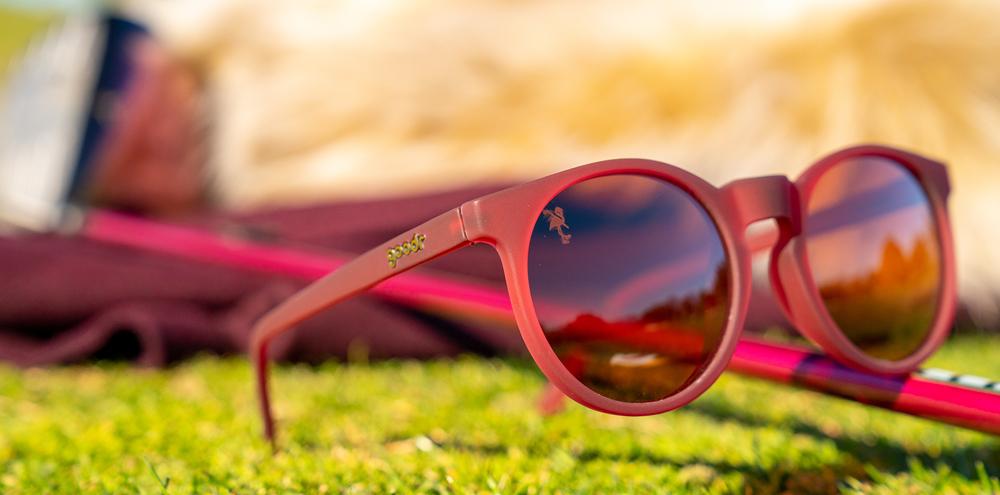 goodr Circle G Polarized Sunglasses for Men & Women - Burgundy Frame, UV Protection, Lightweight & Comfortable - Perfect for Running, Cycling, and Outdoor Activities