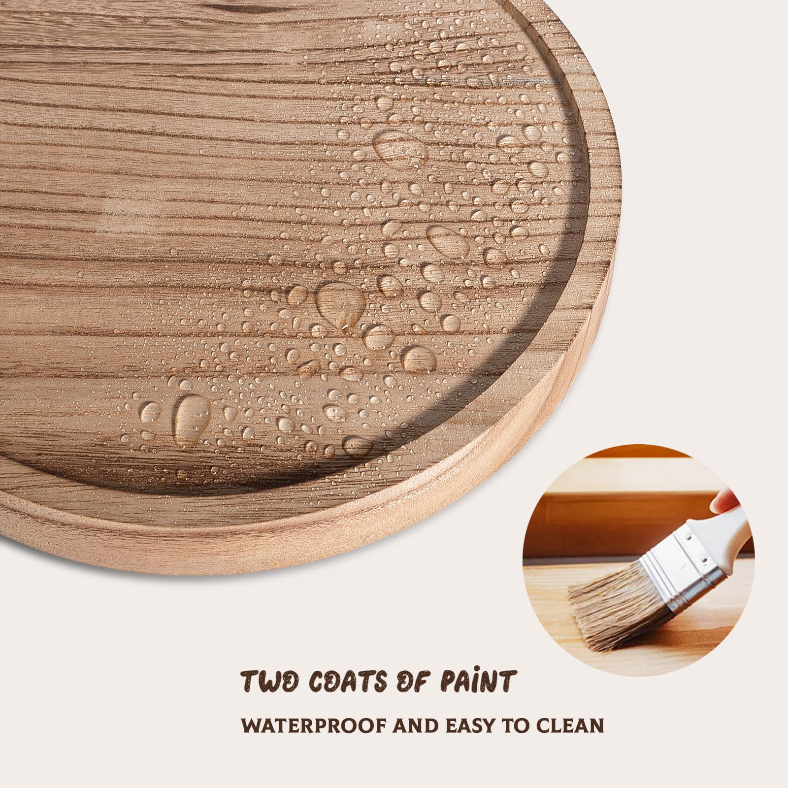 Wooden Lazy Susan Turntable Organizer - 10 Inch Round Decorative Tray for Kitchen, Bathroom, Cabinet & Vanity | Farmhouse Style Spinning Tray for Countertop, Sink, Coffee Table & Home Decor (Brown) - Perfect for Organizing Spices, Makeup & Displaying Decor Items