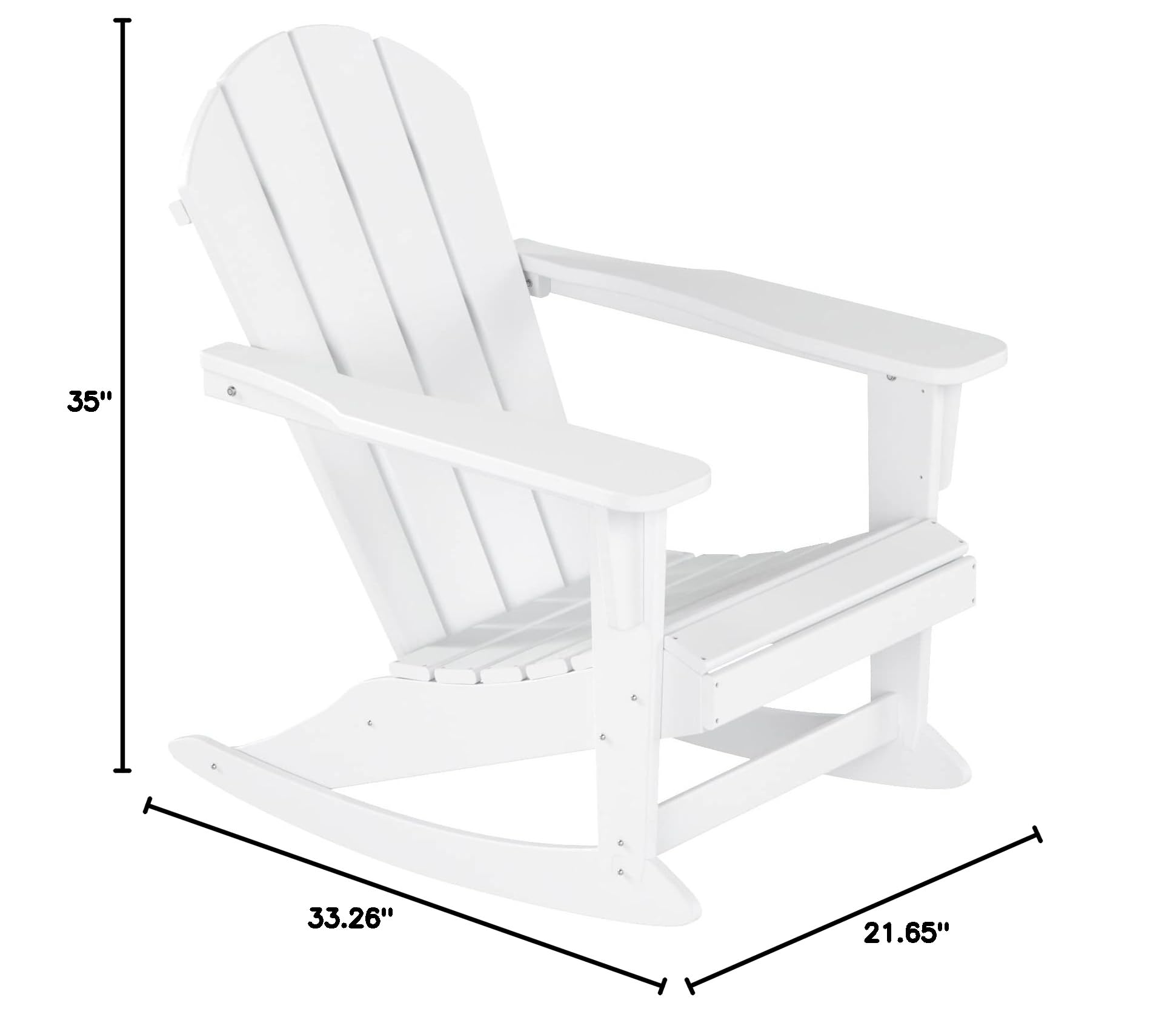 WO Home Furniture 3-Piece Patio Rocking Chair Set - Classic HDPE Outdoor Rocking Chairs for Porch, Garden & Backyard (White) - Perfect for Relaxing, Sunbathing & Outdoor Gatherings