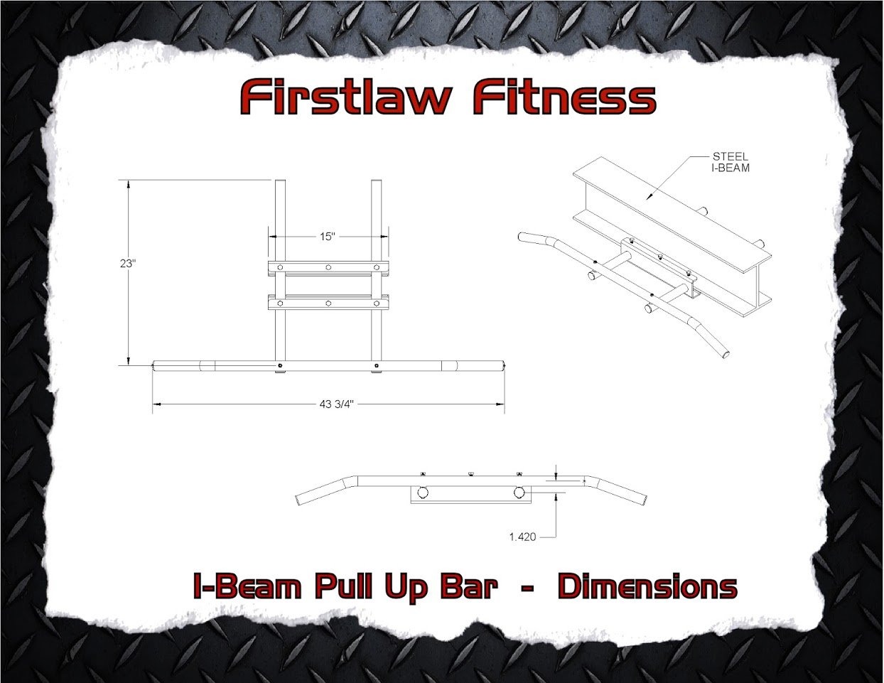 Heavy Duty 600 LBS Capacity I-Beam Pull Up Bar with Bent Ends & Grip Tape - Made in USA - Perfect for Home Gym, CrossFit, and Strength Training