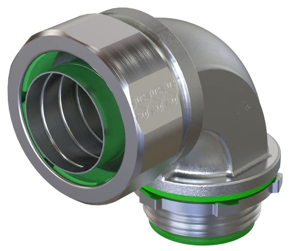AMERICAN FITTINGS STR-10090 1-Inch Liquidtight 90-Degree Connector - Ideal for Industrial Plumbing, Electrical Conduits & Waterproof Wiring Applications