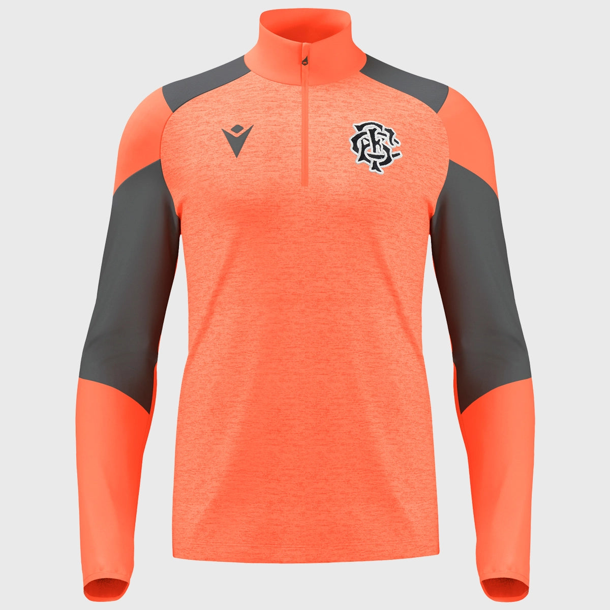 Macron Barbarians Rugby Staff 1/4 Zip Pullover Top - Coral Color 2025 Edition | Perfect for Rugby Training, Matches & Fan Apparel