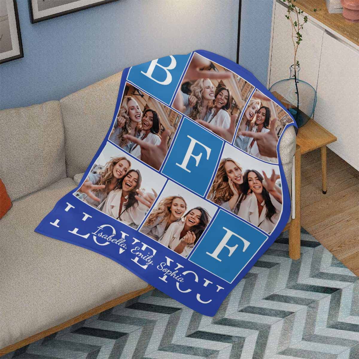 MyPupSocks Custom Photo Fleece Blanket - 6 Picture Personalized Throw Blanket 70x80 Inch - Lightweight Cozy Blanket for Couples, BFF Gifts, Pet Lovers - Perfect for Bed, Sofa, Couch & Home Decor