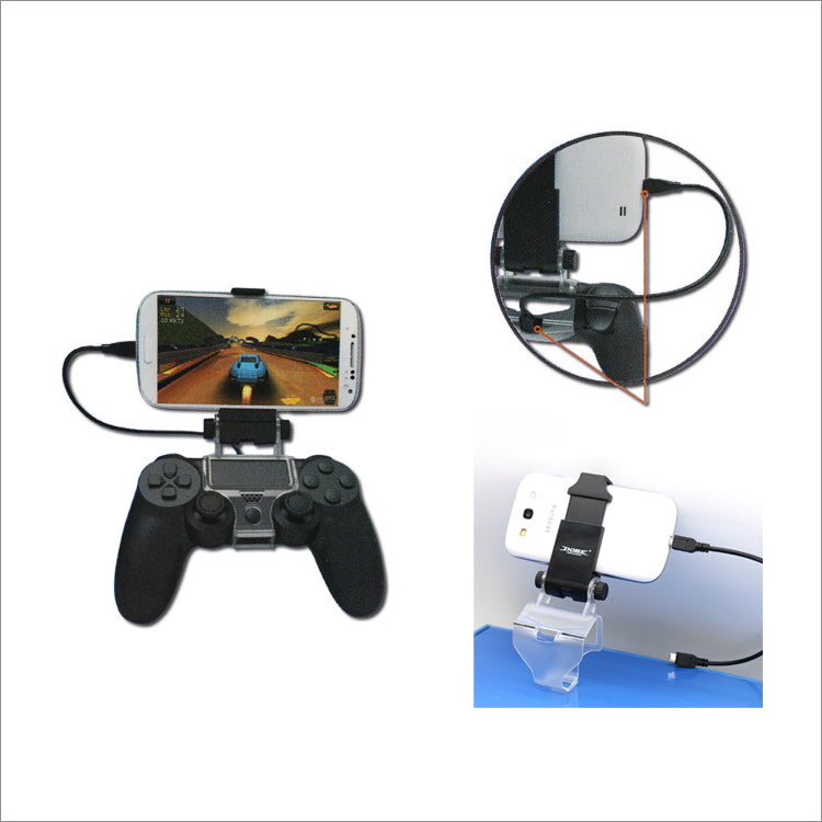 Dobe PS4 Controller Phone Clip Mount Holder - Compatible with Sony Playstation 4 DualShock 4 Controller - Black - Perfect for Mobile Gaming on iPhone & Android Devices
