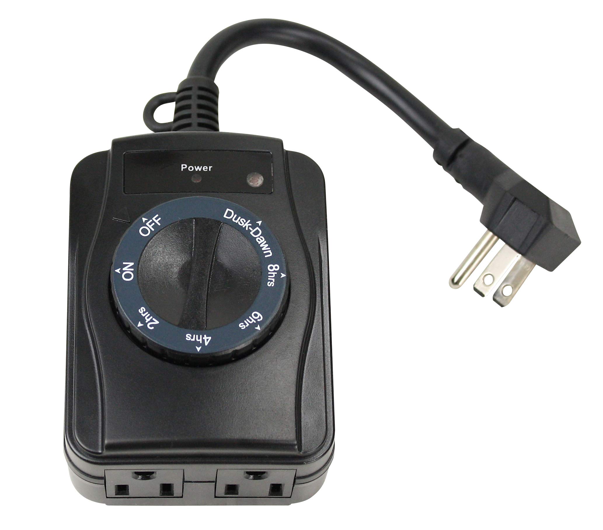 Prime Wire & Cable TNOCD002 2-Outlet Turn Dial Pigtail Power Cord - Heavy Duty Extension Cable for Home, Office & Workshop Use