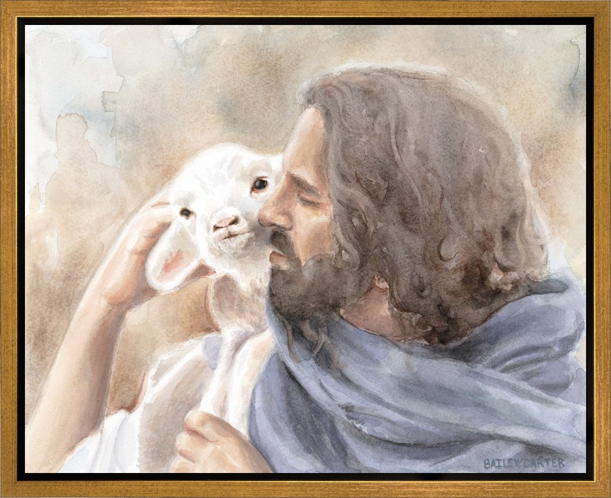 Jesus and the Lamb Gallery Wrap Canvas - Christian Wall Art for Home Decor, Church & Office - Inspirational Religious Gift for Easter, Christmas & Baptism
