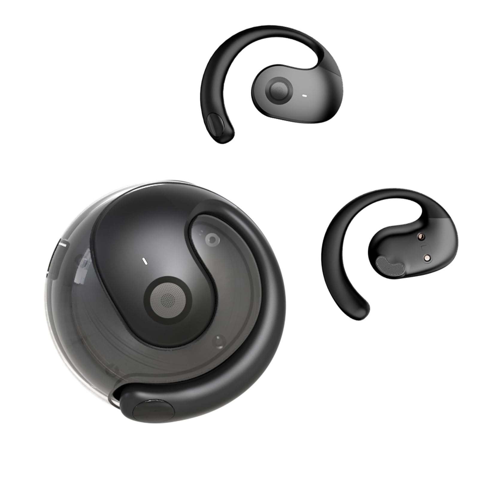 144-Language Instant Translation Earbuds - Bluetooth 5.3 Wireless Noise Cancelling Clip-On OWS Headphones with Real-Time Multi-Language Support (Black) | Perfect for Travel, Business Meetings & Language Learning