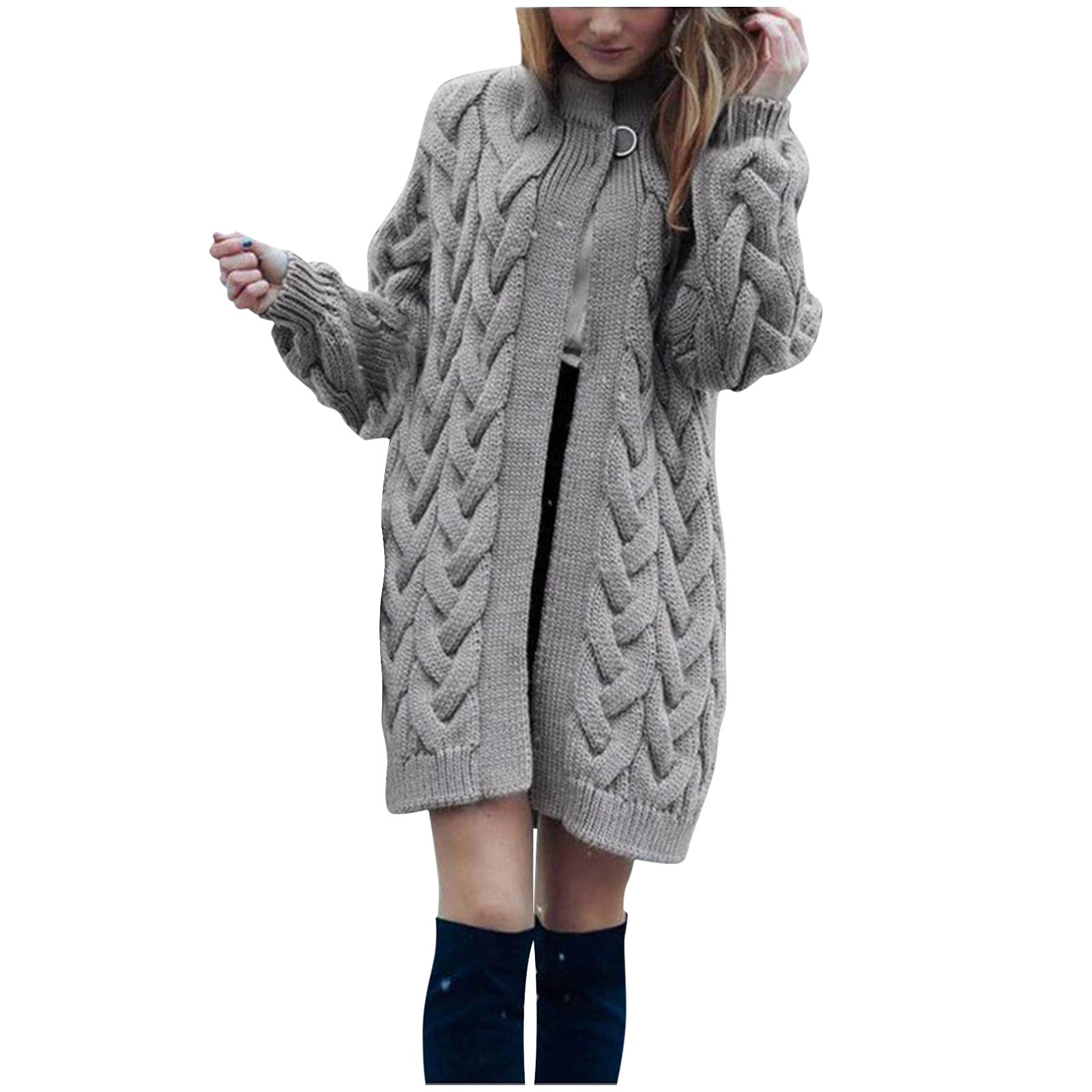 Women's Floral Cardigan Sweater - Casual Long Knit Open Front Cardigan for Women, Loose Fit Solid Color Cover Up - Perfect for Spring, Fall & Layering Outfits