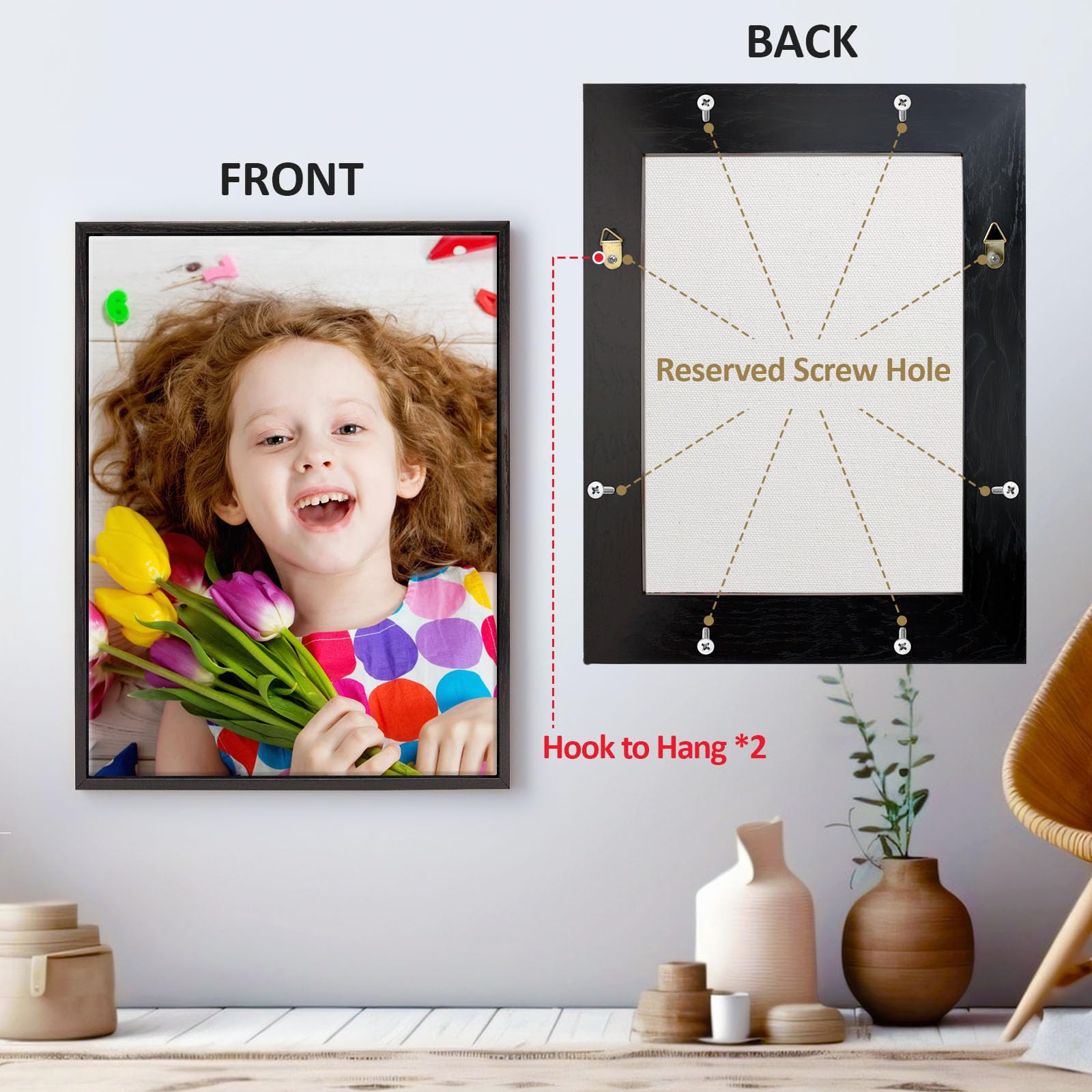 Sunwes Canvas Floater Frames - 1 1/4 Inch Deep Custom Size Floating Frame for Stretched Canvas Art | Wall Decor, Home Art Display & Perfect Christmas Gift for Art Lovers