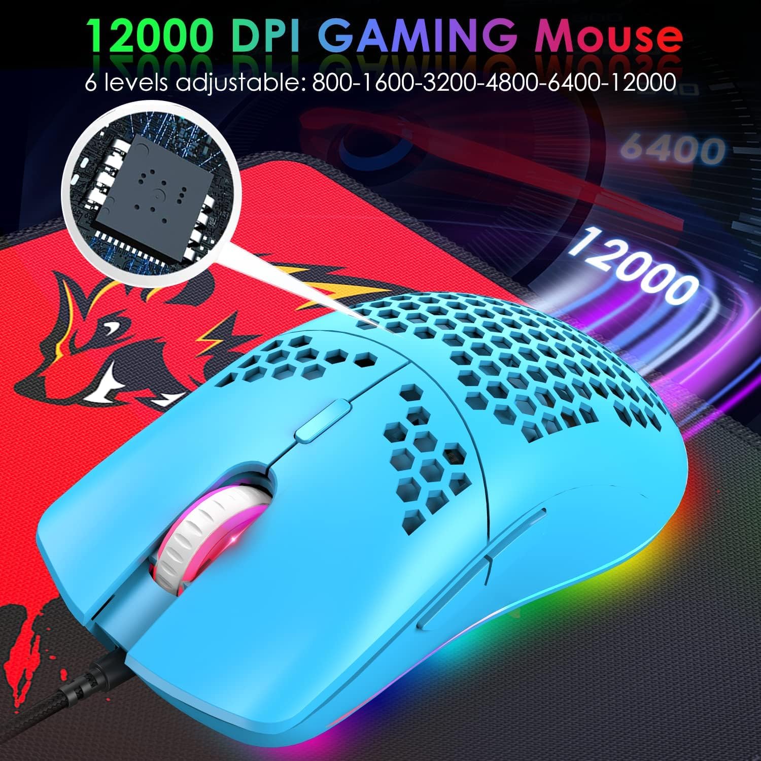 LexonElec KM614 65% RGB Mechanical Keyboard & Mouse Combo for Gaming & Office - Blue Switch