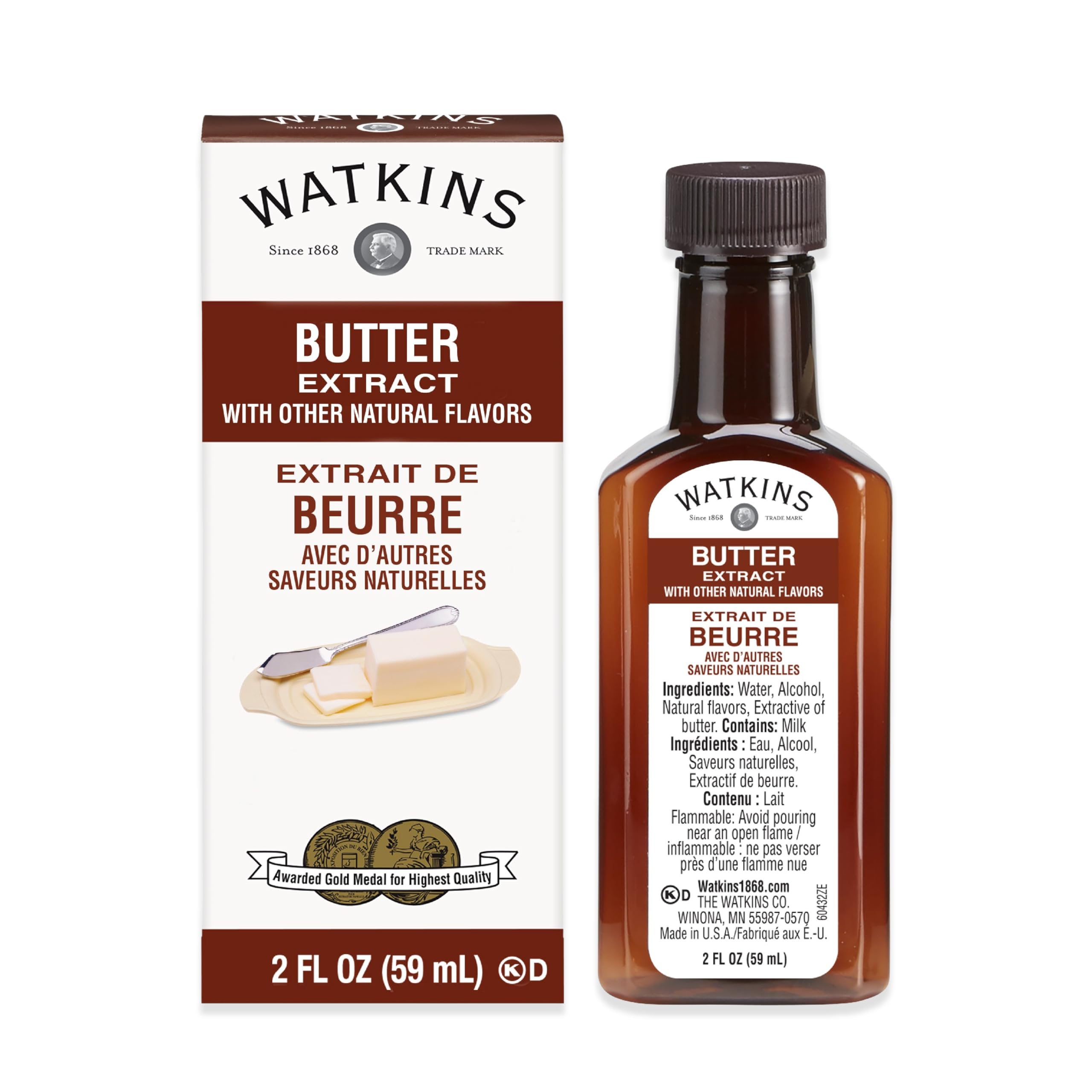 **Watkins Pure Butter Extract with Natural Flavors - 2 oz Bottle (Pack of 6) - Perfect for Baking, Cooking & Homemade Desserts**