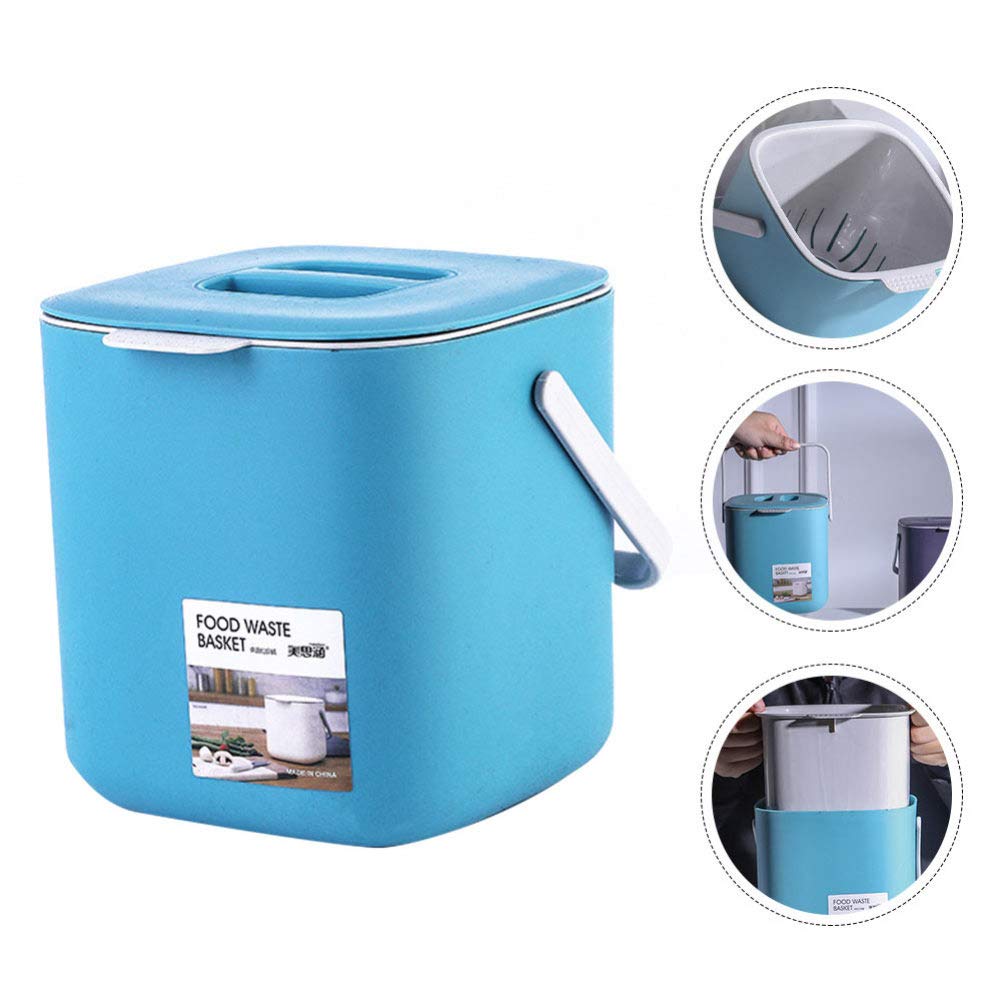 Stainless Steel Trash Can with Lid - 1.6 Gallon Kitchen Garbage Bin, Odor-Proof & Leak-Proof Waste Basket for Bathroom, Office, Bedroom - Portable Covered Trash Container for Wet/Dry Waste Separation