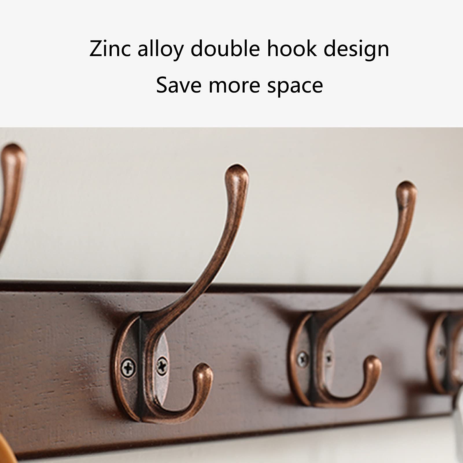 Floating Shelves with Wall Mountable Coat Rack - Heavy Duty Dual Metal Hooks for Entryway, Kitchen & Bathroom Organization (4 Hooks) - Perfect for Small Space Storage & Home Decor