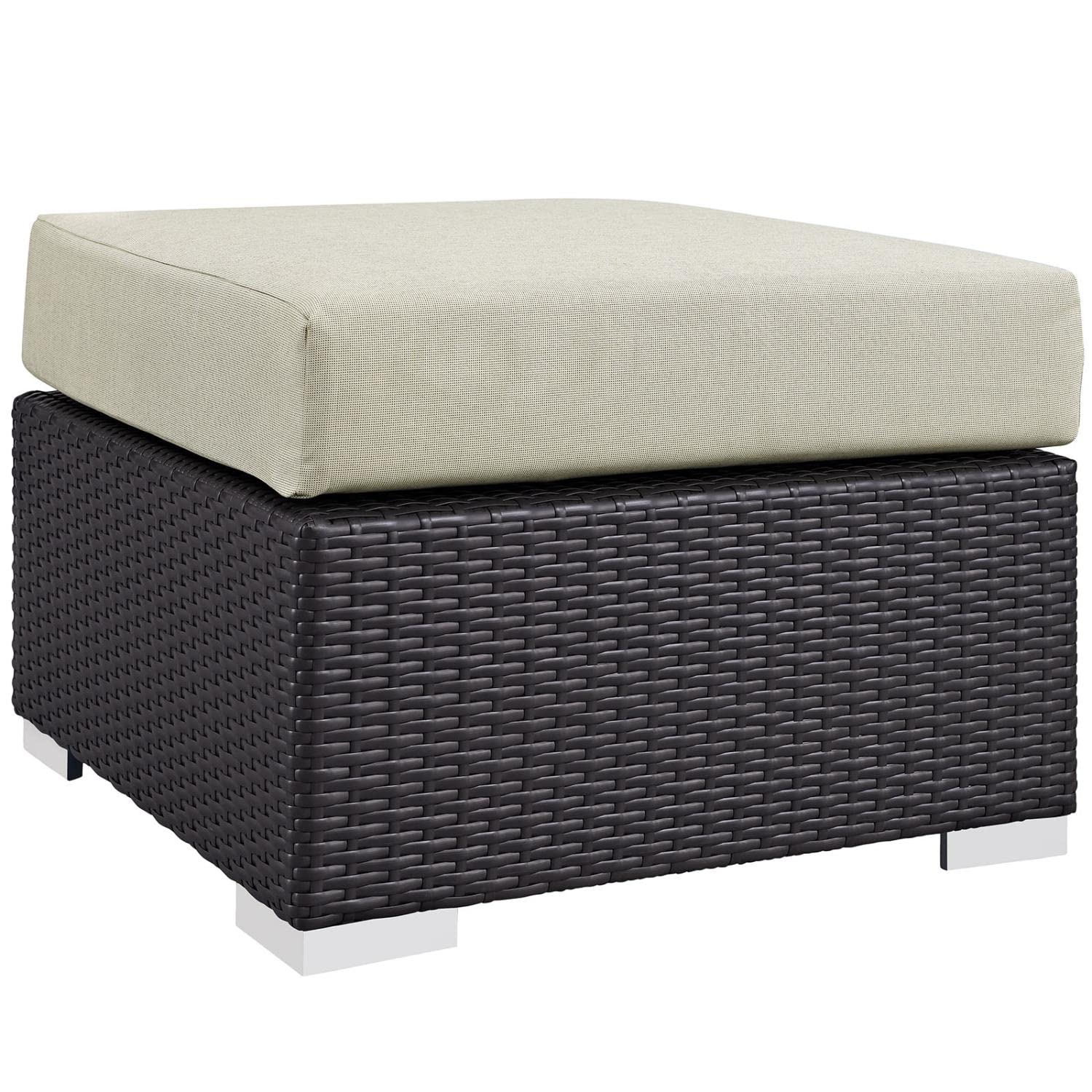 Modway Convene Collection 8-Piece Outdoor Patio Sectional Set in Espresso Beige - Durable Wicker Furniture for Backyard, Poolside & Garden Relaxation