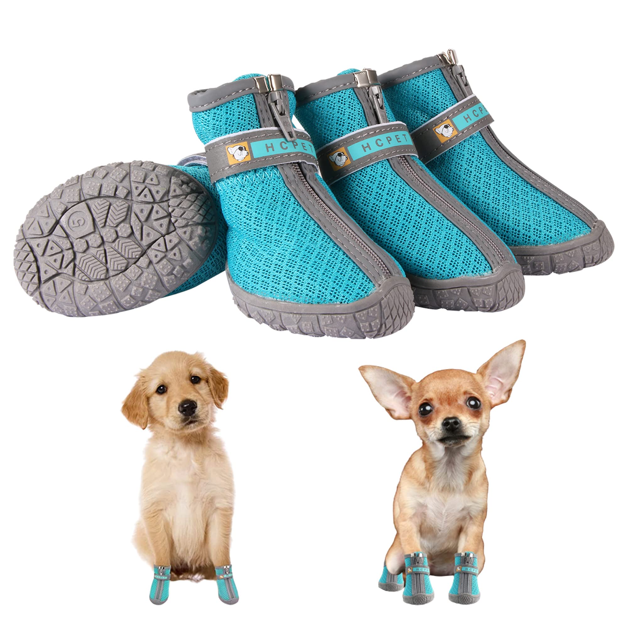 Koobee Dog Boots - Breathable Paw Protector with Anti-Slip Rugged Sole for Small & Medium Dogs - Perfect for Hiking, Walking & Outdoor Adventures