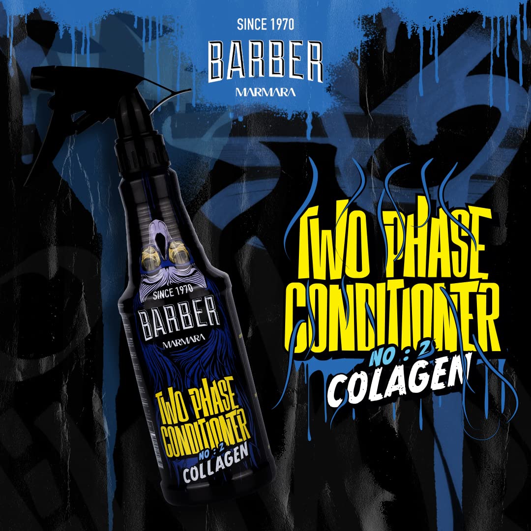 Barber Marmara Leave-in Conditioner No.2 with Collagen - 500ml Men's Hair Treatment for Damaged Hair | Detangling Spray, Heat Protection & Nourishing Formula | Adds Shine, Smoothness & Repairs Split Ends | Perfect for Daily Styling, Post-Shower Care & Salon-Quality Results at Home