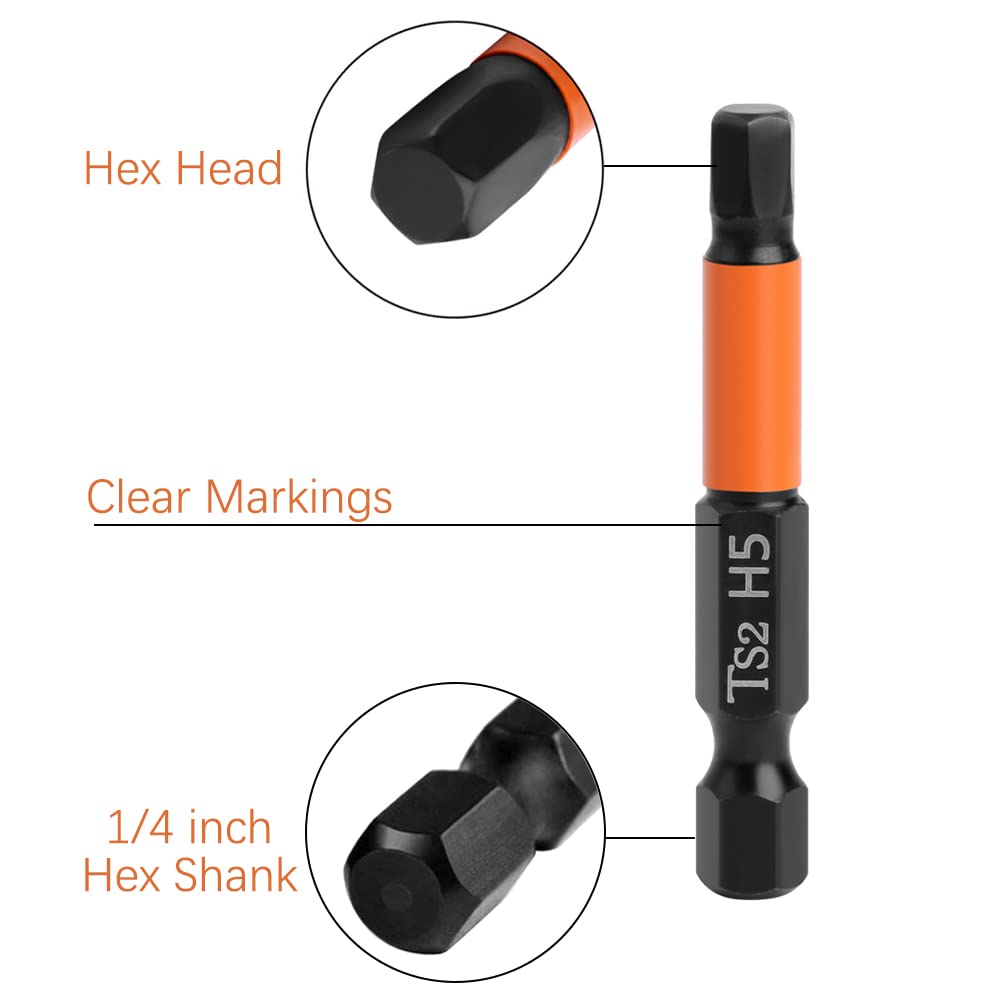 7PCS Magnetic Allen Wrench Drill Bit Set - H1.5 to H6 Metric Impact Hex Head Screwdriver Bits - 1/4 Inch Hex Shank S2 Steel (2 Inch/50mm Length) - Perfect for Automotive Repairs, Furniture Assembly & DIY Projects