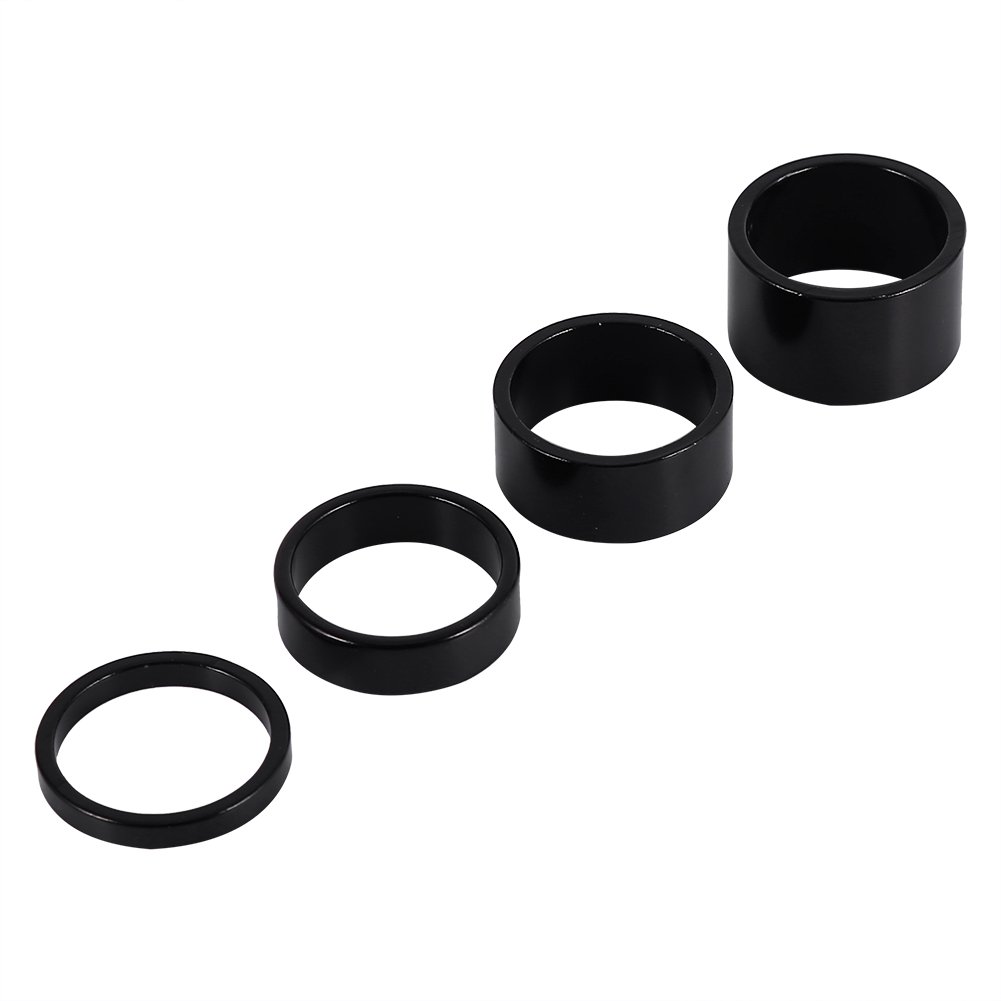 Premium Aluminum Alloy Headset Spacers 4-Piece Set (5mm/10mm/15mm/20mm) - Compatible with MTB Mountain Bikes & Road Bikes - Stem Fork Washers for Height Adjustment - Perfect for Trail Riding, Commuting and Bicycle Maintenance