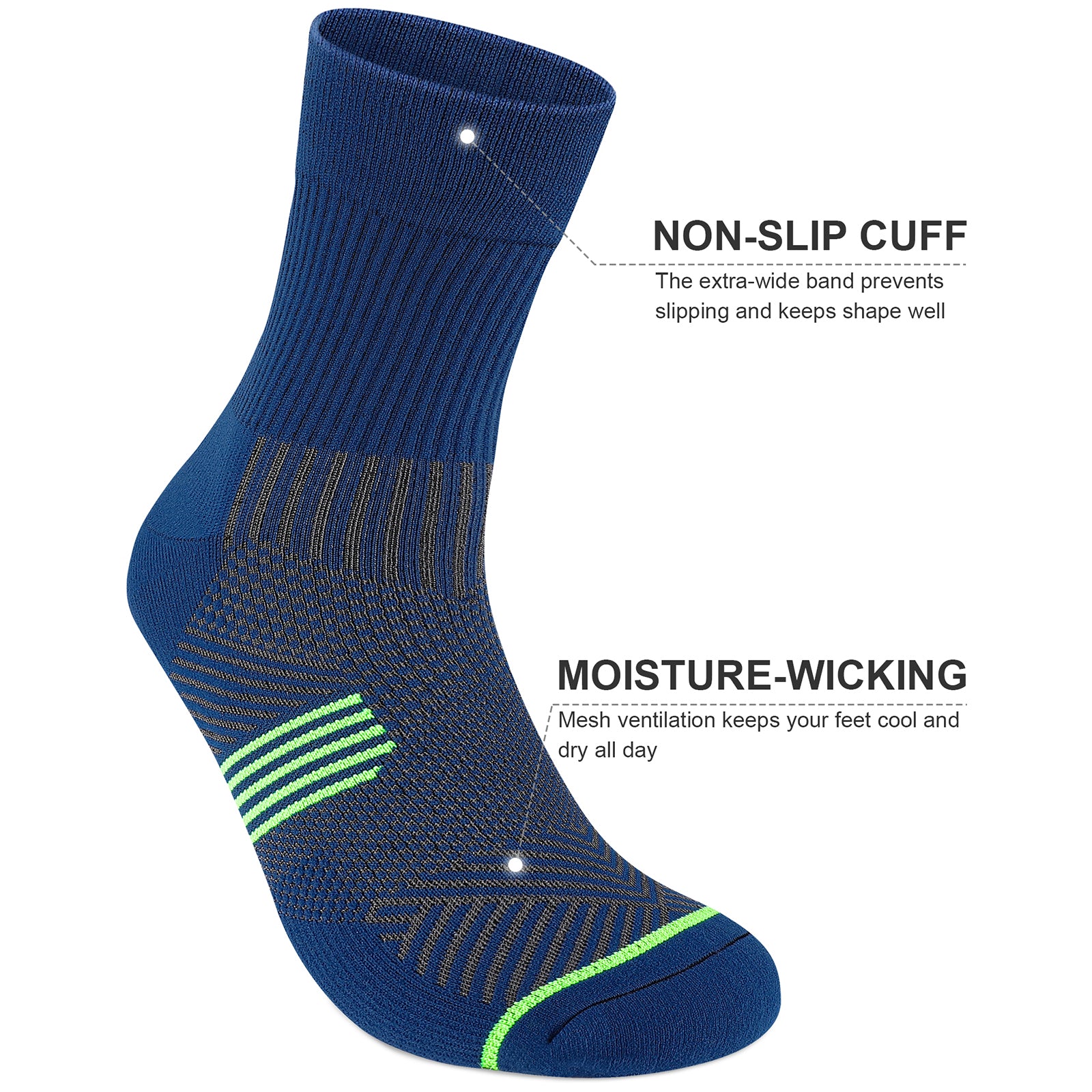 GECKOMAN x PAPLUS Compression Athletic Crew Socks for Men & Women - Moisture-Wicking Performance Socks for Running, Hiking & Sports - Best Workout Socks for Athletes