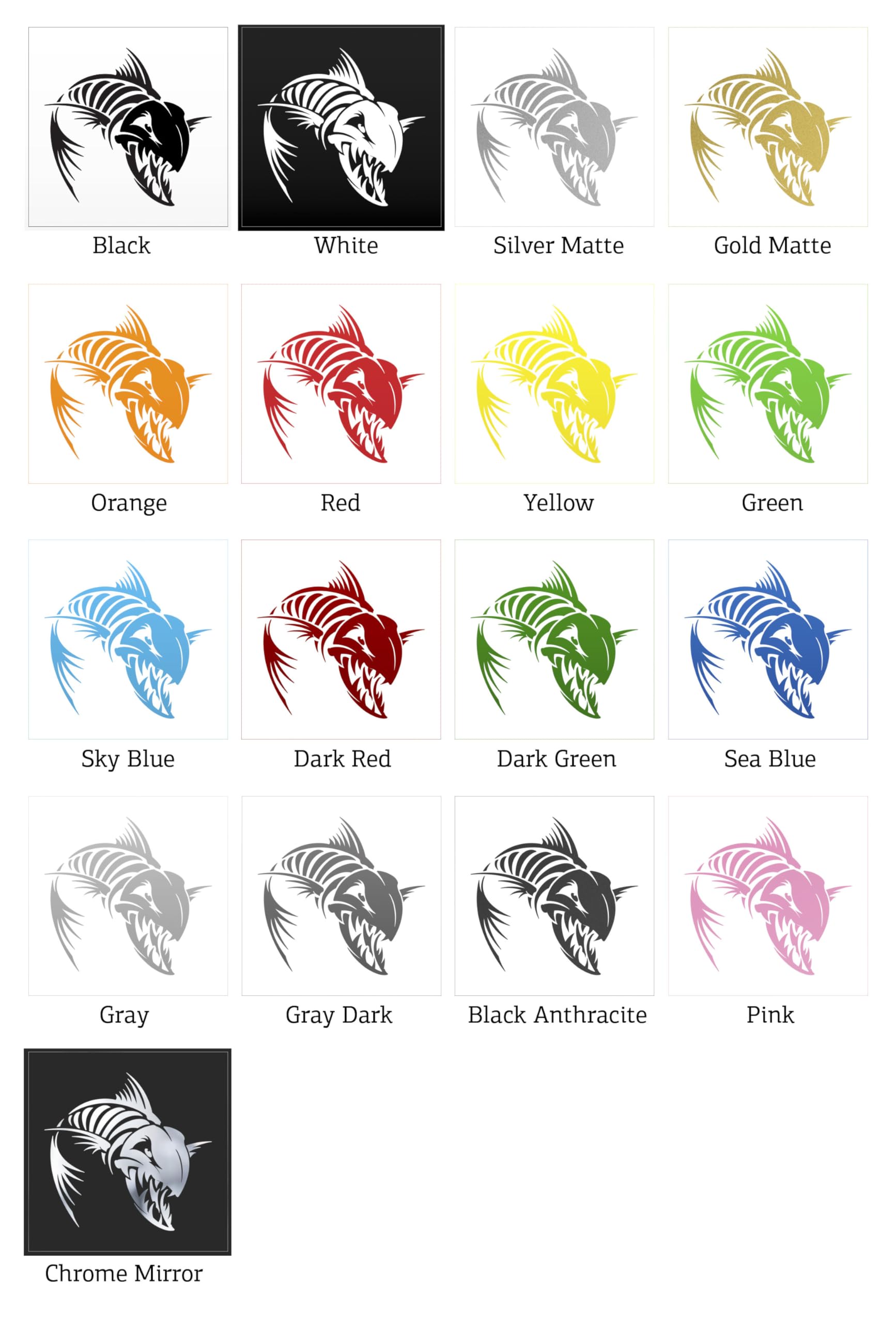 Aggressive Fish Skeleton Vinyl Decals - 5 x 4.72 Inch Weatherproof Stickers for Cars, Laptops, Tablets & Garage - Durable Gara Green Design for Outdoor & Indoor Use