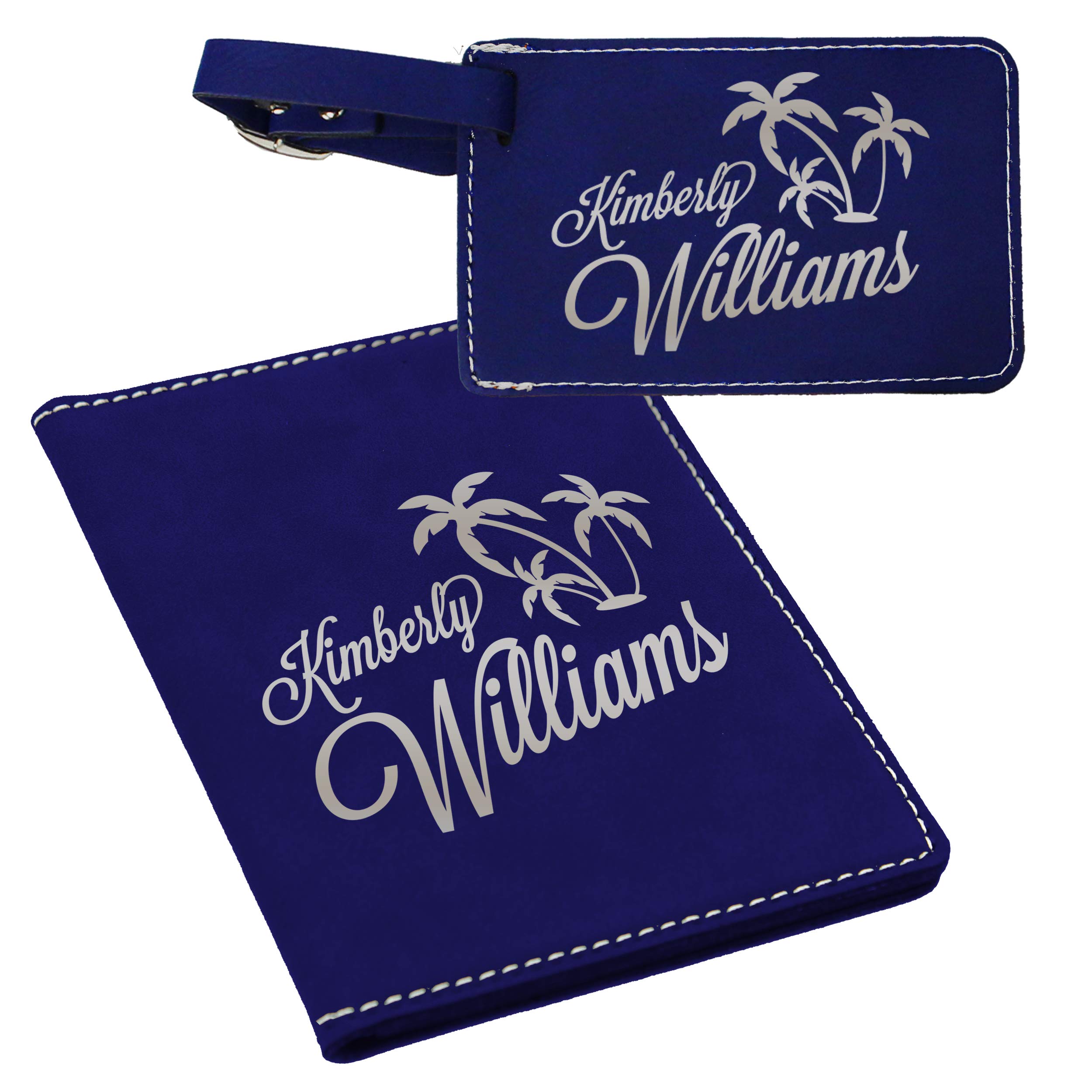 Personalized Engraved Passport Holder & Luggage Tag Set - Custom Travel Gift for Men Women - Perfect for Airports, Vacations & Business Trips
