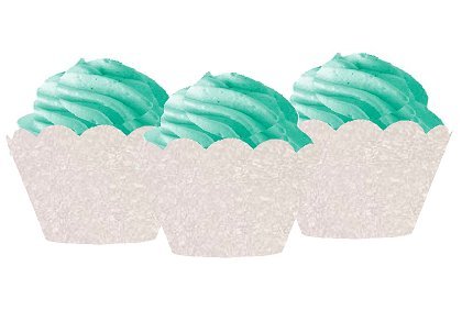 12-Pack Ivory Glitter Baking Cup Liners - Decorative Cupcake Wrappers for Parties, Weddings & Holiday Baking (12 Count)