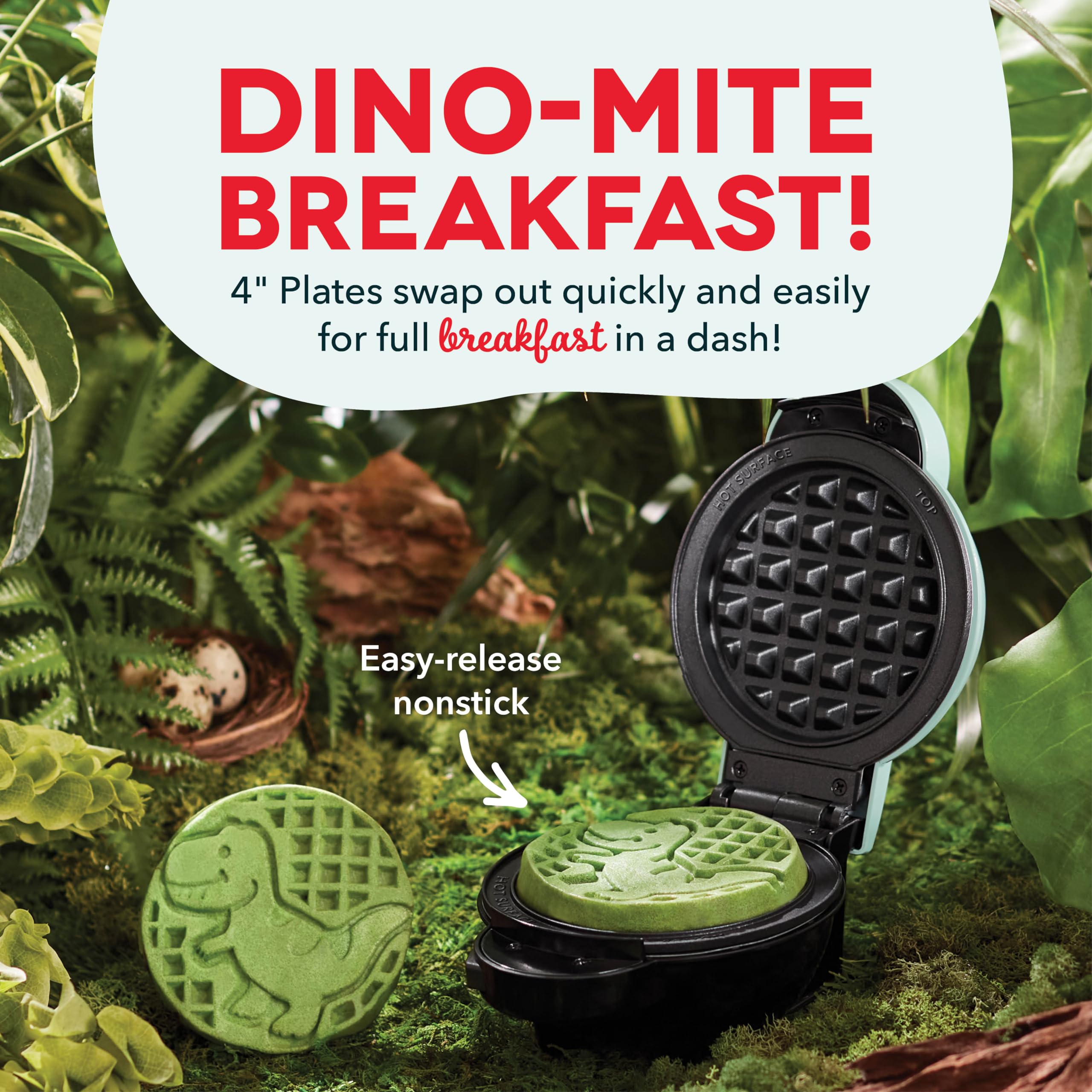 DASH Multimaker Mini System - 4-in-1 Waffle Maker with 6 Removable Nonstick Plates (4-inch), Compact Waffle Iron & Griddle for Kids & Families - Perfect for Breakfast, Snacks, and Party Treats - Aqua Color