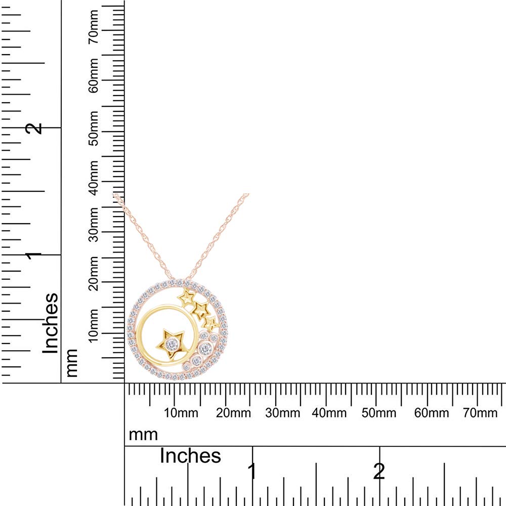 1/3 Carat Natural Diamond Moon & Star Pendant Necklace - 14k Gold Over Sterling Silver, I-J Color, I2-I3 Clarity - Perfect Mother's Day Jewelry Gift for Women - Elegant Necklace for Anniversary, Birthday, Valentine's Day & Special Occasions