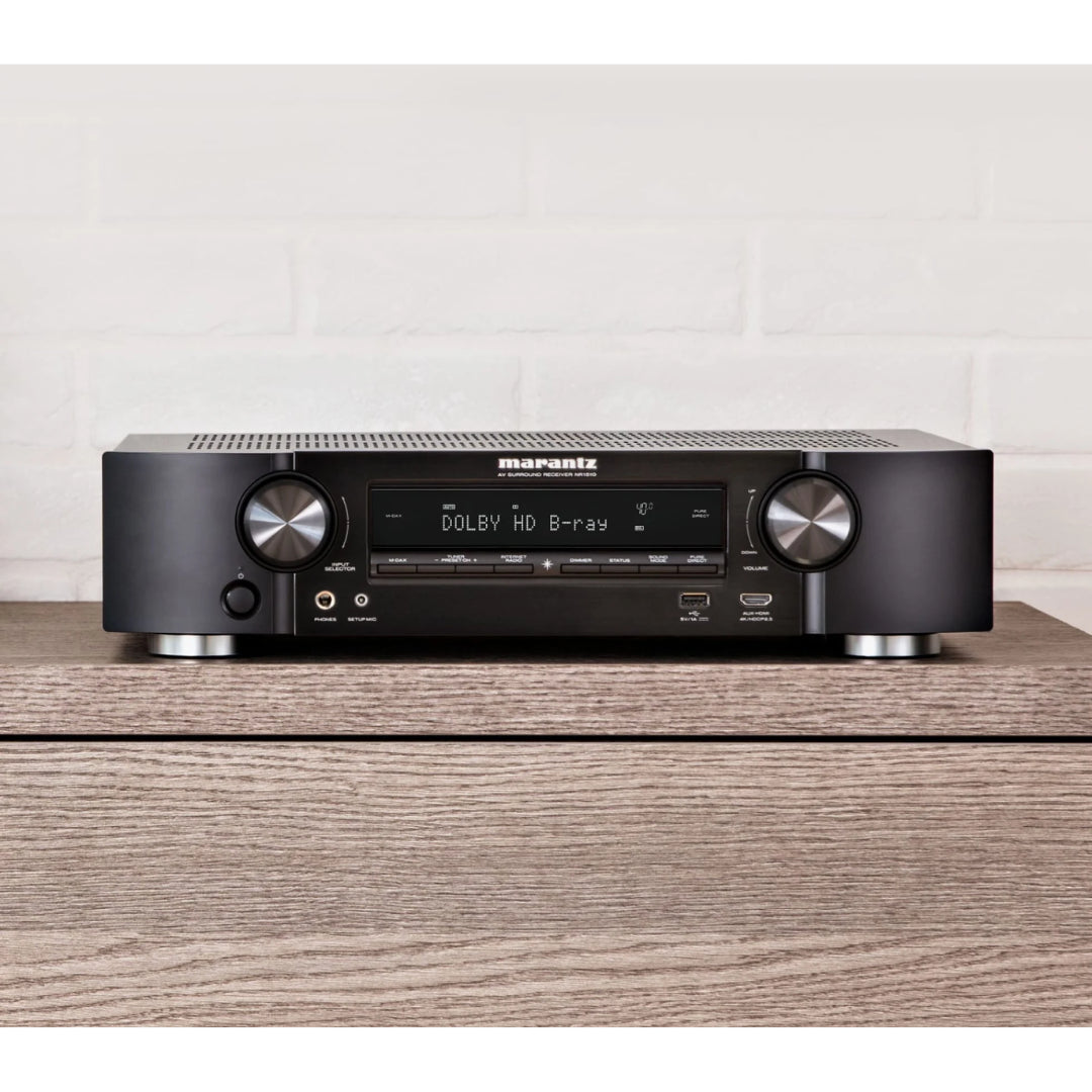 Marantz NR1510 Slim 5.2 Channel 4K Ultra HD AV Receiver with HEOS Built-in | Home Theater System for Movies, Music & Gaming | Compact Design for Small Spaces