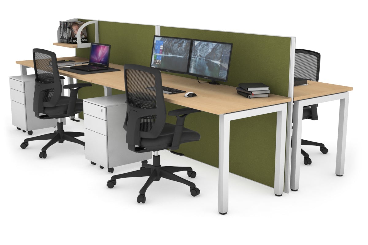 Horizon Quadro 4-Person Office Workstation Bench with Square Legs - 1800L x 700W Dimensions - Perfect for Conference Rooms, Coworking Spaces & Office Workstations
