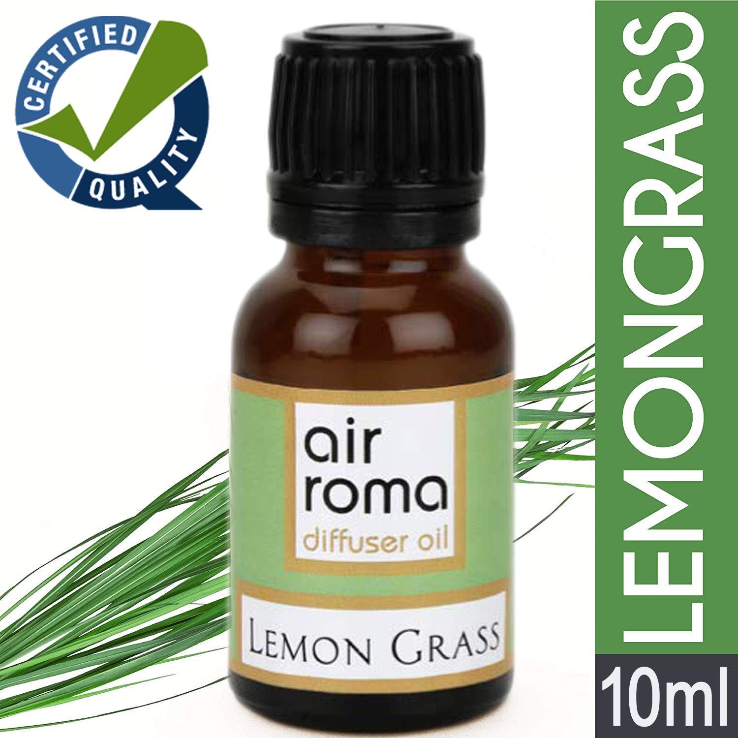 AIR-ROMA Ceramic Aroma Diffuser Burner with 10ml Lemongrass Essential Oil & 2 Candles - Strong Long-Lasting Fragrance for Home, Office, Spa & Yoga Room Relaxation
