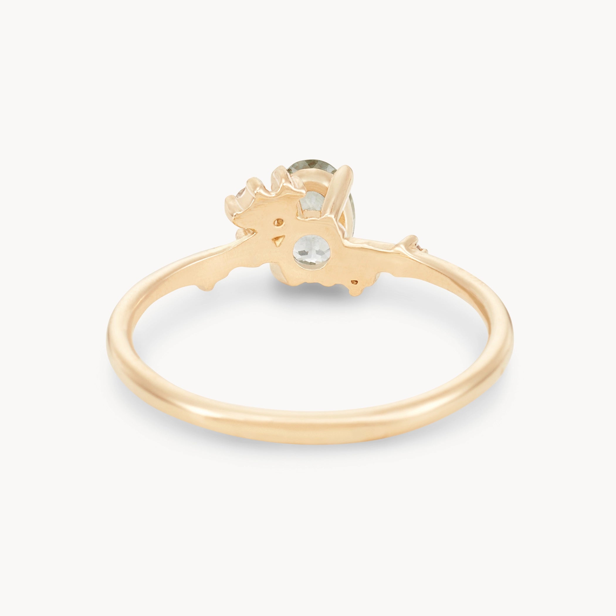 Unique 14K Yellow Gold Magical Kinship Ring with Pale Seafoam Oval Cut Sapphire – Perfect for Engagements, Anniversaries & Special Occasions