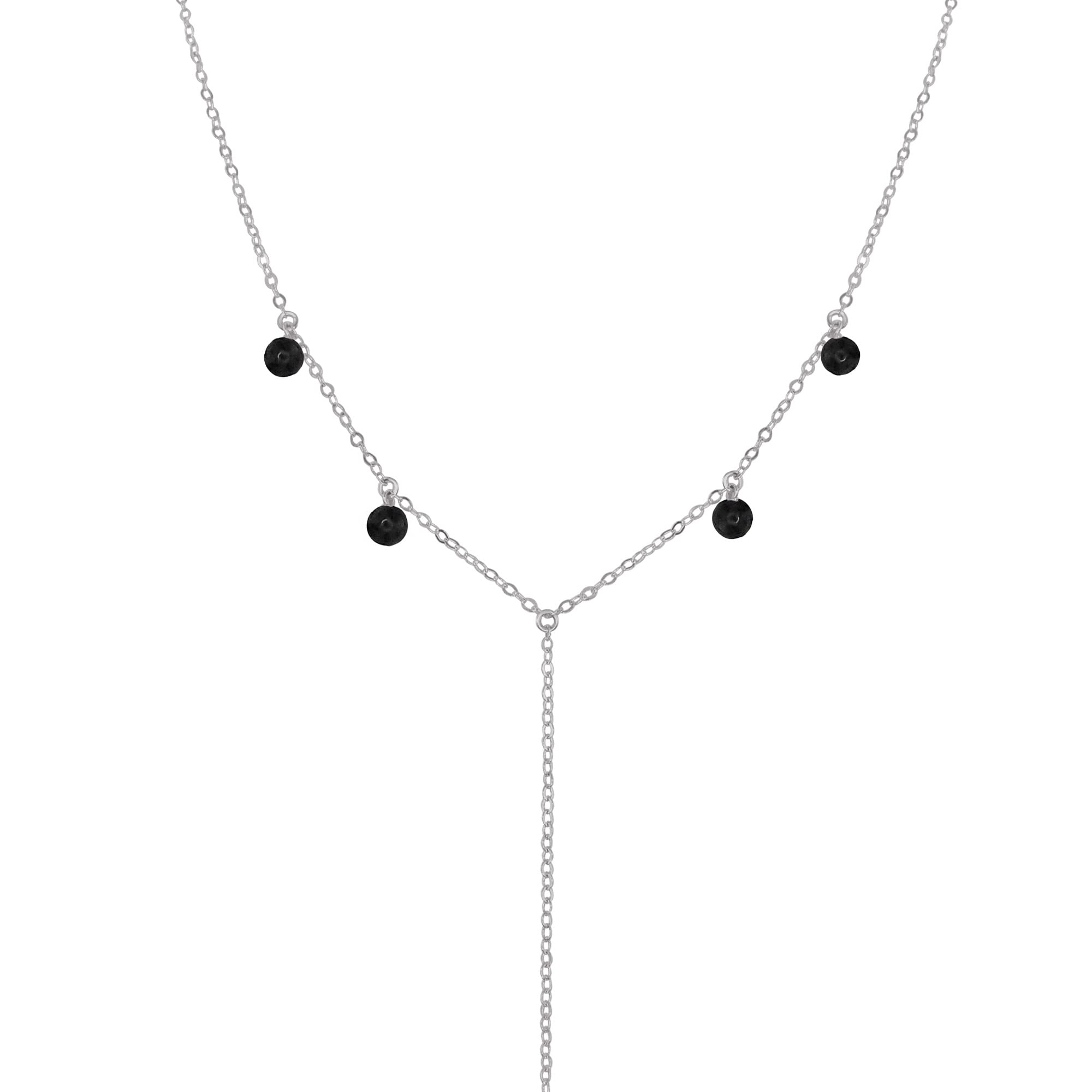 Luna Tide Black Onyx Boho Y Necklace - Stainless Steel Pendant Jewelry for Women - Perfect for Boho Fashion, Beach Parties & Everyday Wear
