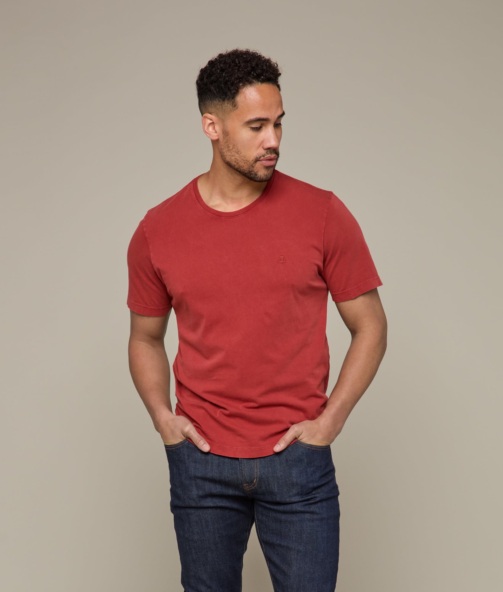 Lucchese Crewneck T-Shirt for Men - Soft Cotton Brick Red Tee - Casual Wear & Everyday Outfits