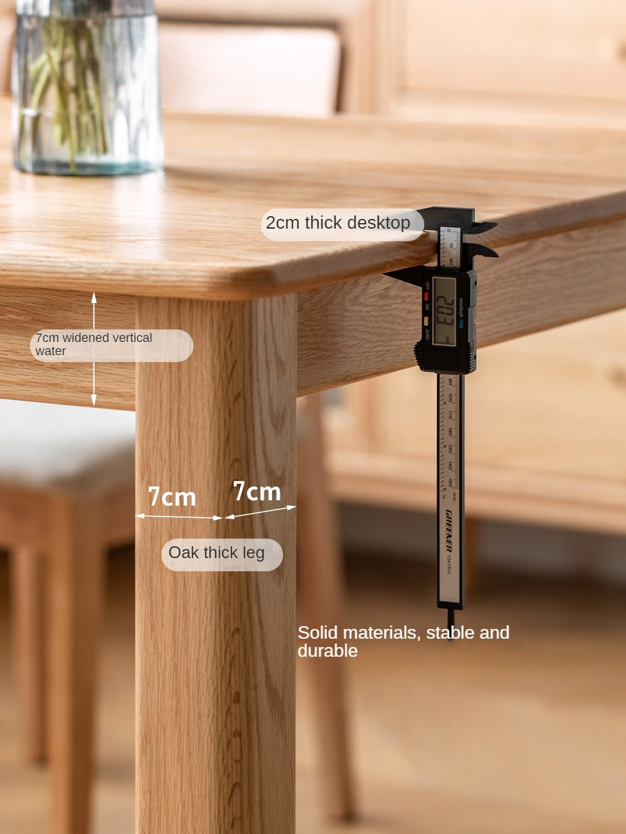Solid Oak Wood Modern Dining Table - 6 Seater Rustic Farmhouse Style for Kitchen & Dining Room - Perfect for Family Gatherings & Dinner Parties