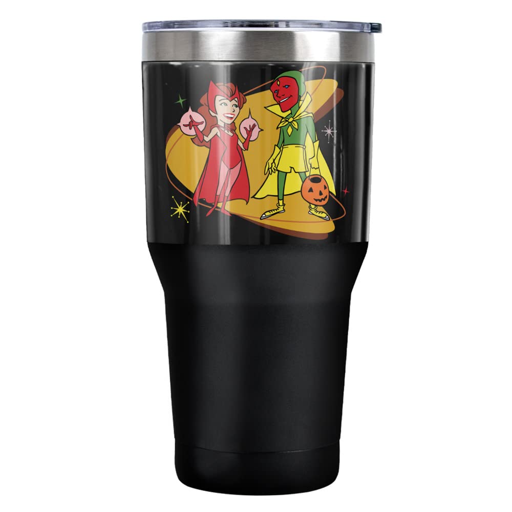 Wandavision Halloween Stainless Steel Tumbler 30oz - Vacuum Insulated Double Wall Coffee Travel Mug with Leakproof Sliding Lid - Perfect for Hot/Cold Drinks, Office Commute & Halloween Parties