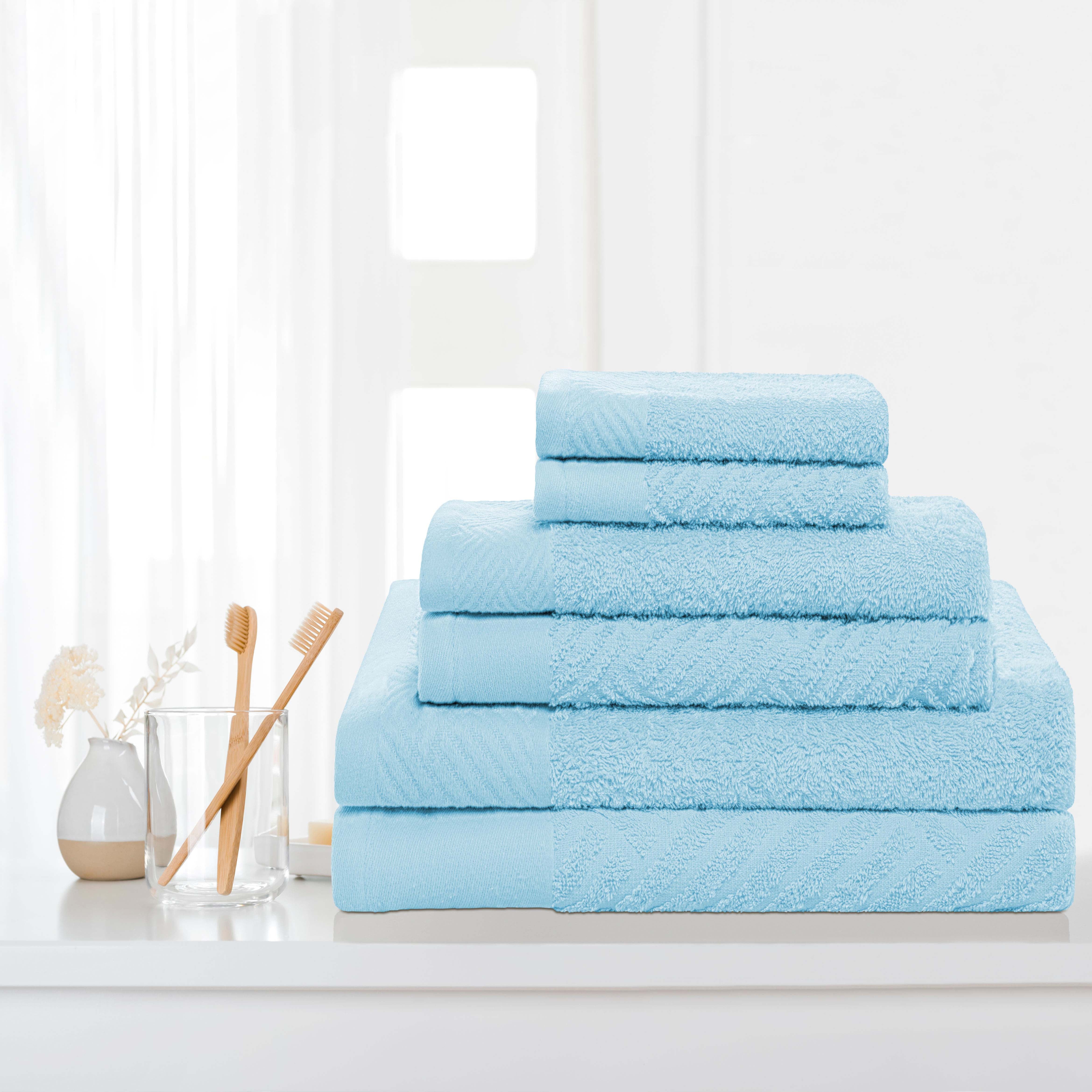 Luxury 6-Piece Egyptian Cotton Towel Set - Basketweave Jacquard & Solid Design - Ultra Soft & Absorbent Bath Towels for Spa, Hotel, or Home Use