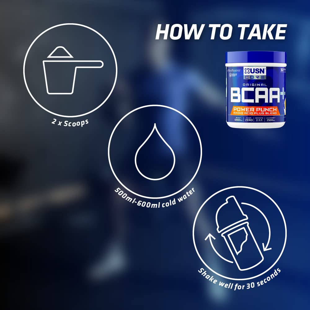 USN Watermelon BCAA Power Punch - Premium Branched-Chain Amino Acid Supplement for Muscle Recovery & Workout Performance | Ideal for Gym, Fitness & Post-Training Recovery
