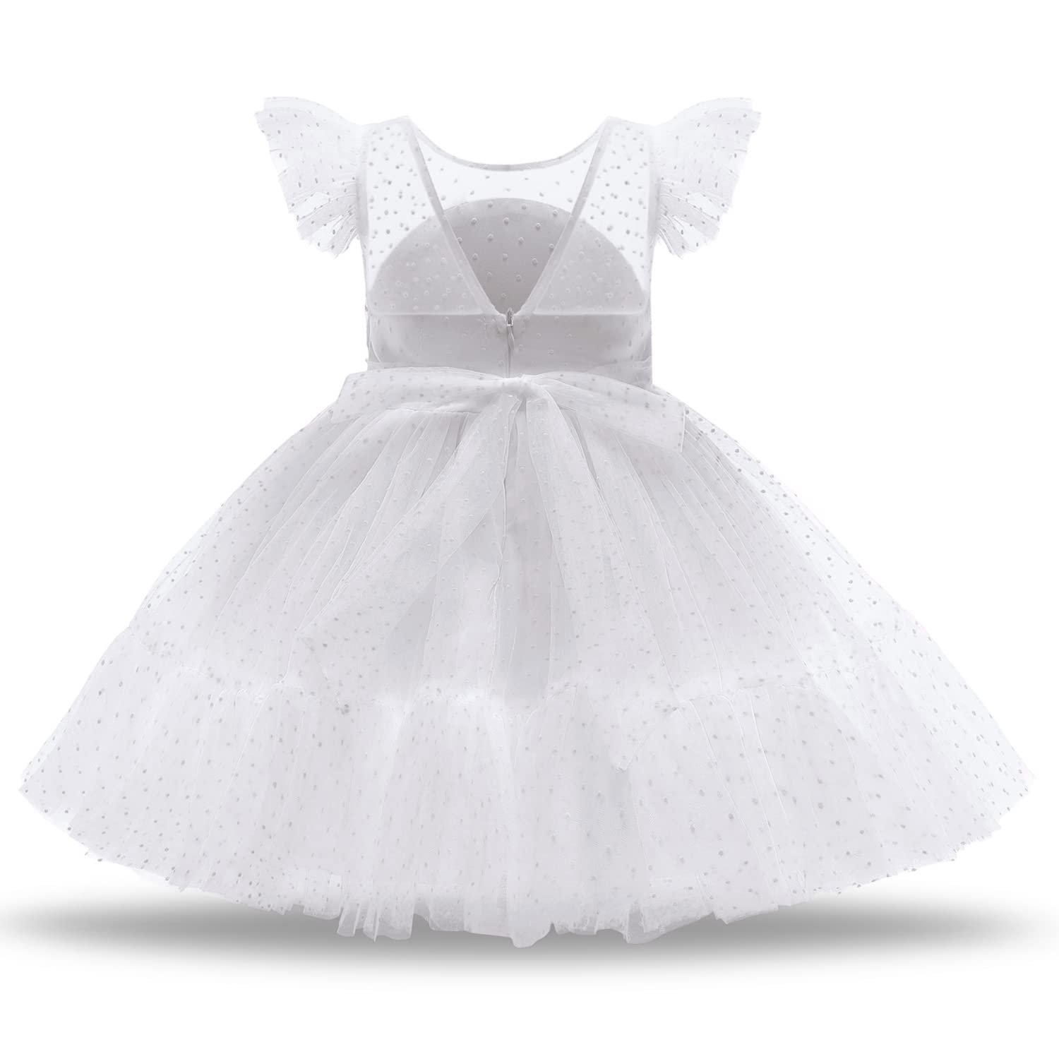 NNJXD Girls Ruffled Lace Party Dress - Elegant Flower Girl Dress for Weddings, Birthday Parties & Special Occasions | Toddler to Kids Formal Attire