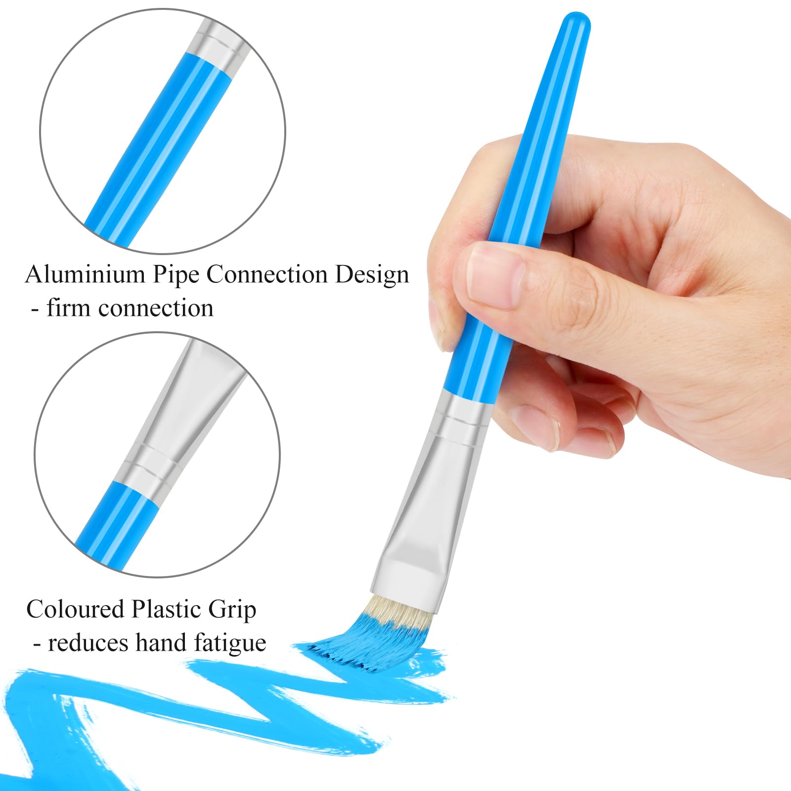 14 Pcs Kids Paint Brushes Set - Round & Flat Bristle Brushes for Acrylic, Oil & Watercolor - Easy Grip & Washable - Perfect for Toddler Art, DIY Crafts & School Projects