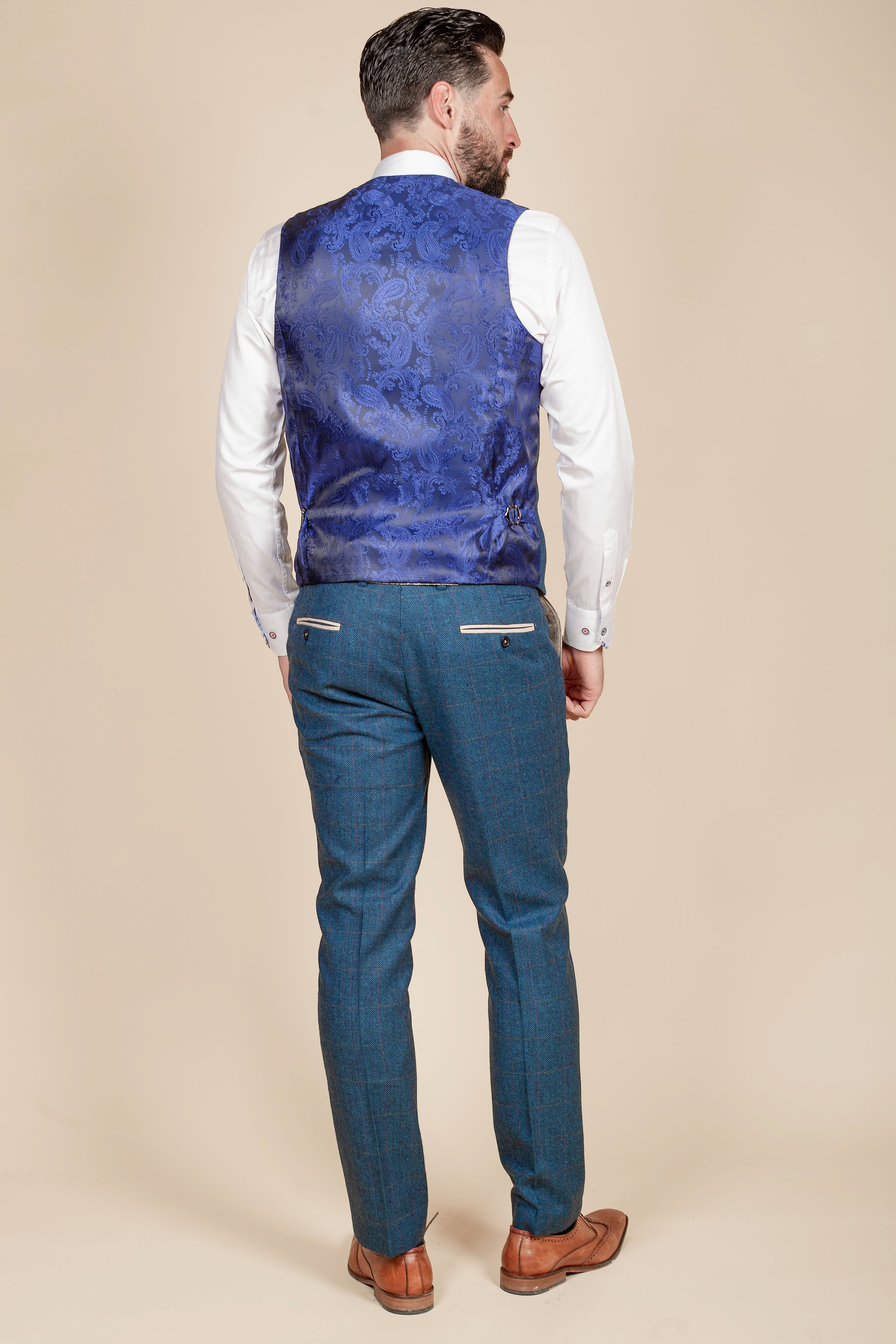 Everton FC Séamus Coleman DION Blue Tweed Check Suit - Official Licensed Football Suit for Matchday, Gameday & Special Events