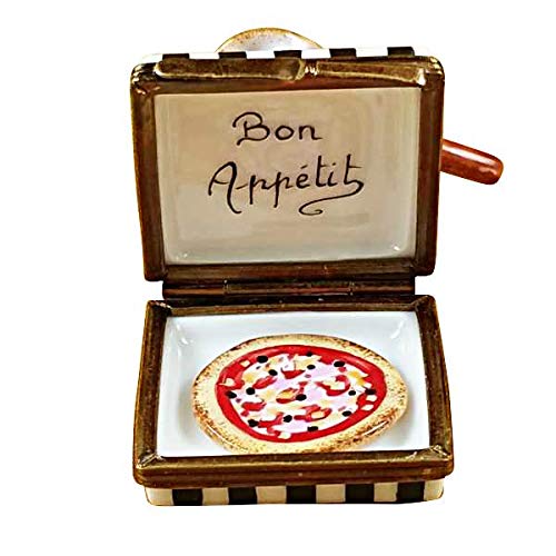 Authentic Limoges Porcelain Pizza Box Figurine from France - Handcrafted Collectible for Home Decor & Gift Giving